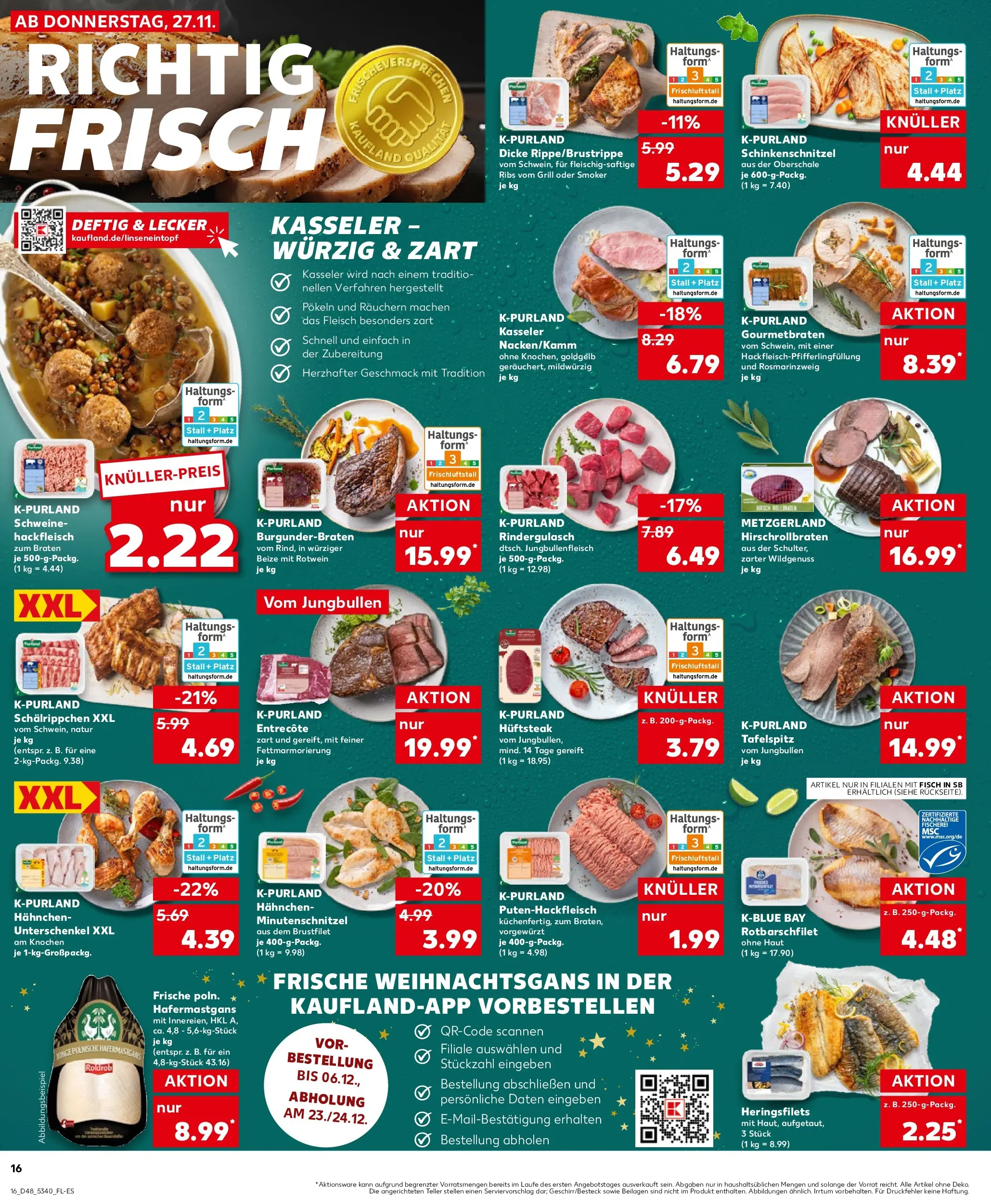 Prospekt Kaufland ab 27.11.2025 » Angebote Online zum Blättern | Seite: 16 | Produkte: Tafelspitz, Grill, Entrecote, Steak
