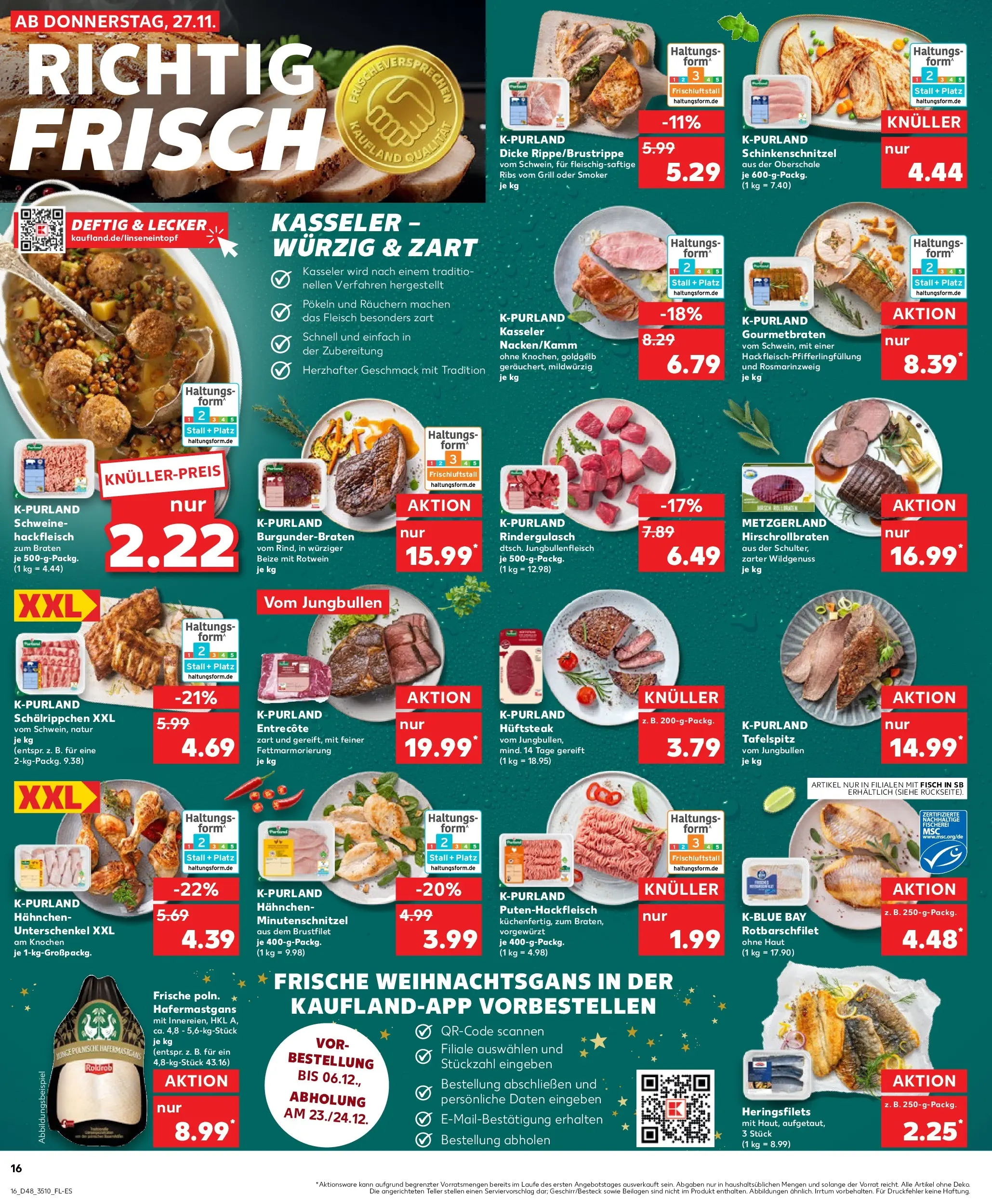Prospekt Kaufland ab 27.11.2025 » Angebote Online zum Blättern | Seite: 16 | Produkte: Rotwein, Entrecote, Steak, Hackfleisch