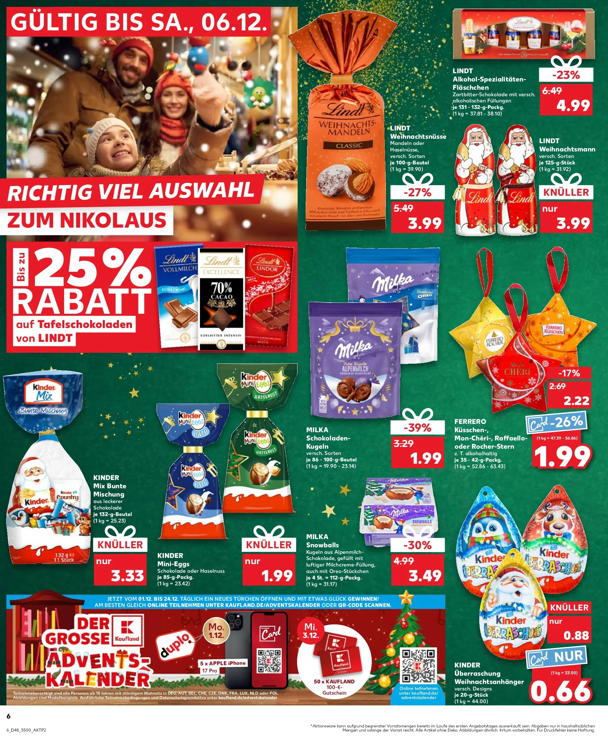 Prospekt Kaufland ab 27.11.2025 » Angebote Online zum Blättern | Seite: 6 | Produkte: Mandeln, Apple, Lindt, Kinder country