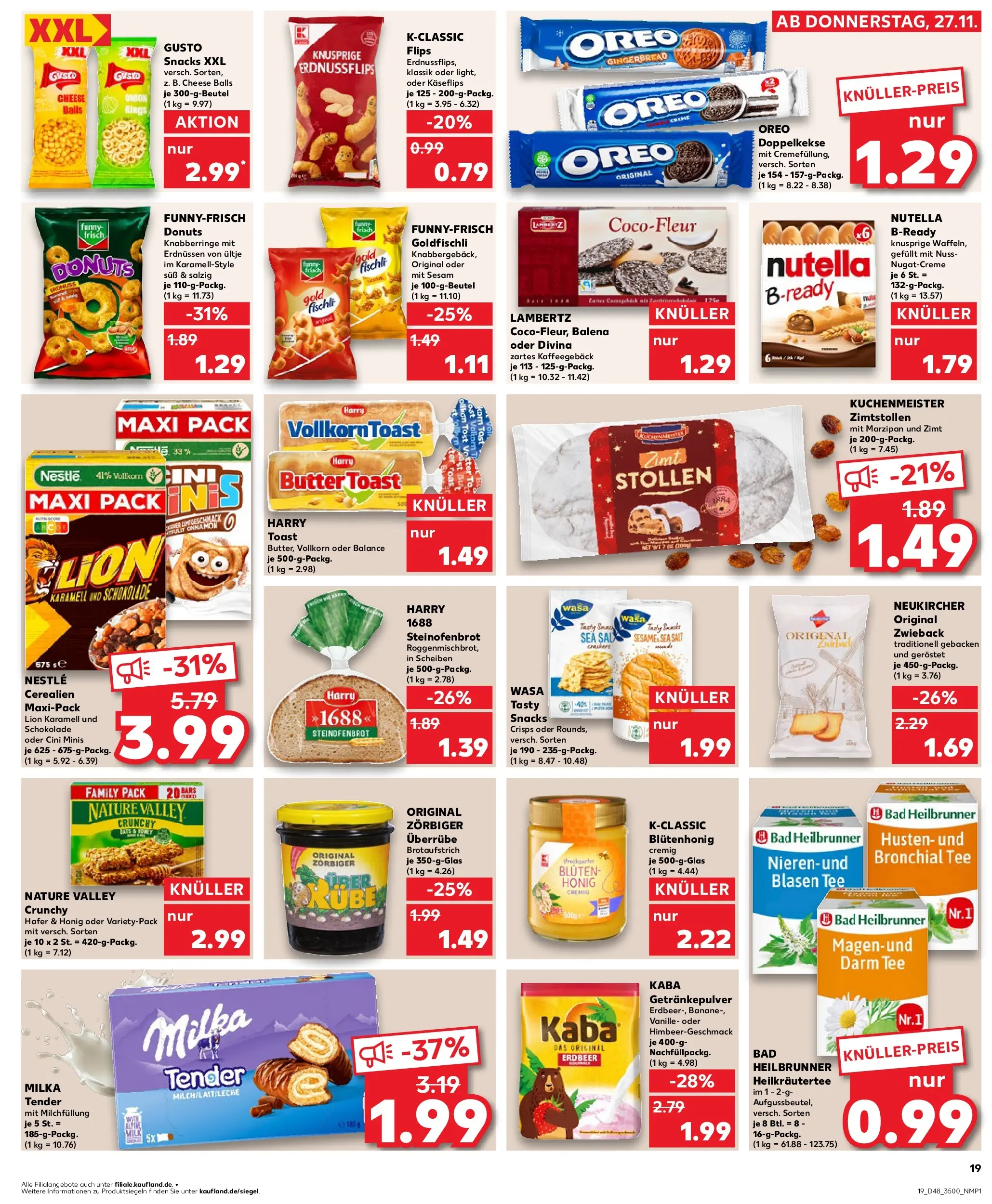 Prospekt Kaufland ab 27.11.2025 » Angebote Online zum Blättern | Seite: 19 | Produkte: Butter, Bad, Donuts, Tee