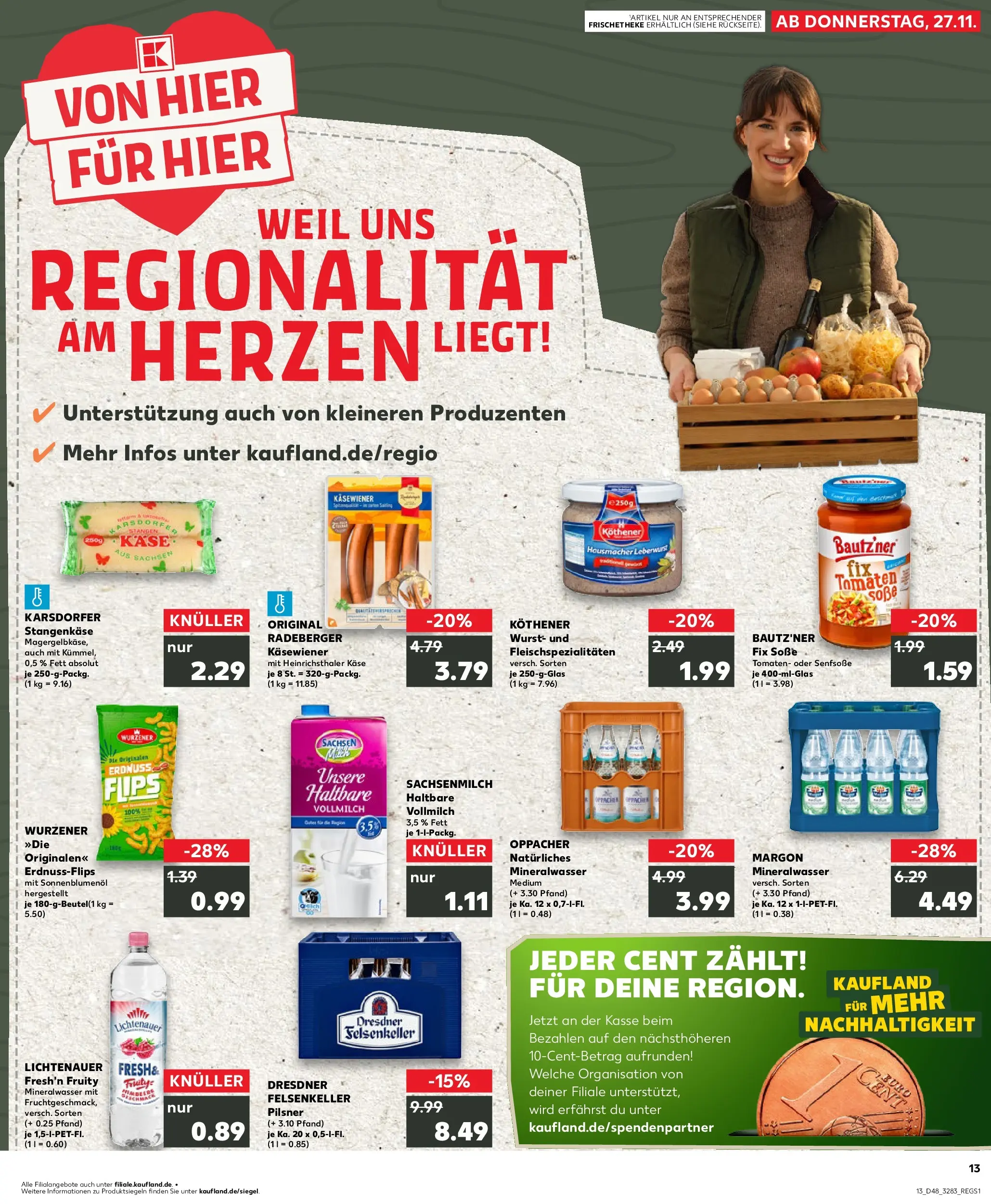 Prospekt Kaufland ab 27.11.2025 » Angebote Online zum Blättern | Seite: 1 | Produkte: Käse, Tomaten, Mineralwasser, Wurst