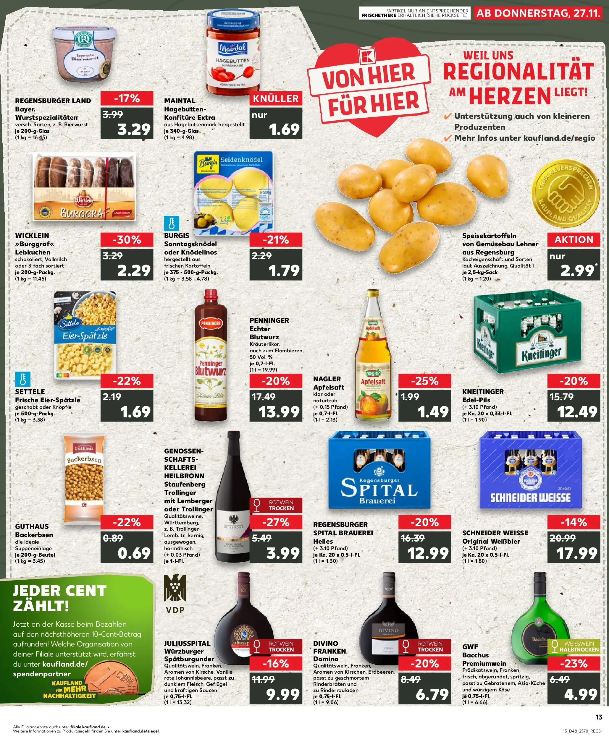 Prospekt Kaufland ab 27.11.2025 » Angebote Online zum Blättern | Seite: 1 | Produkte: Rinderrouladen, Käse, Apfelsaft, Apple