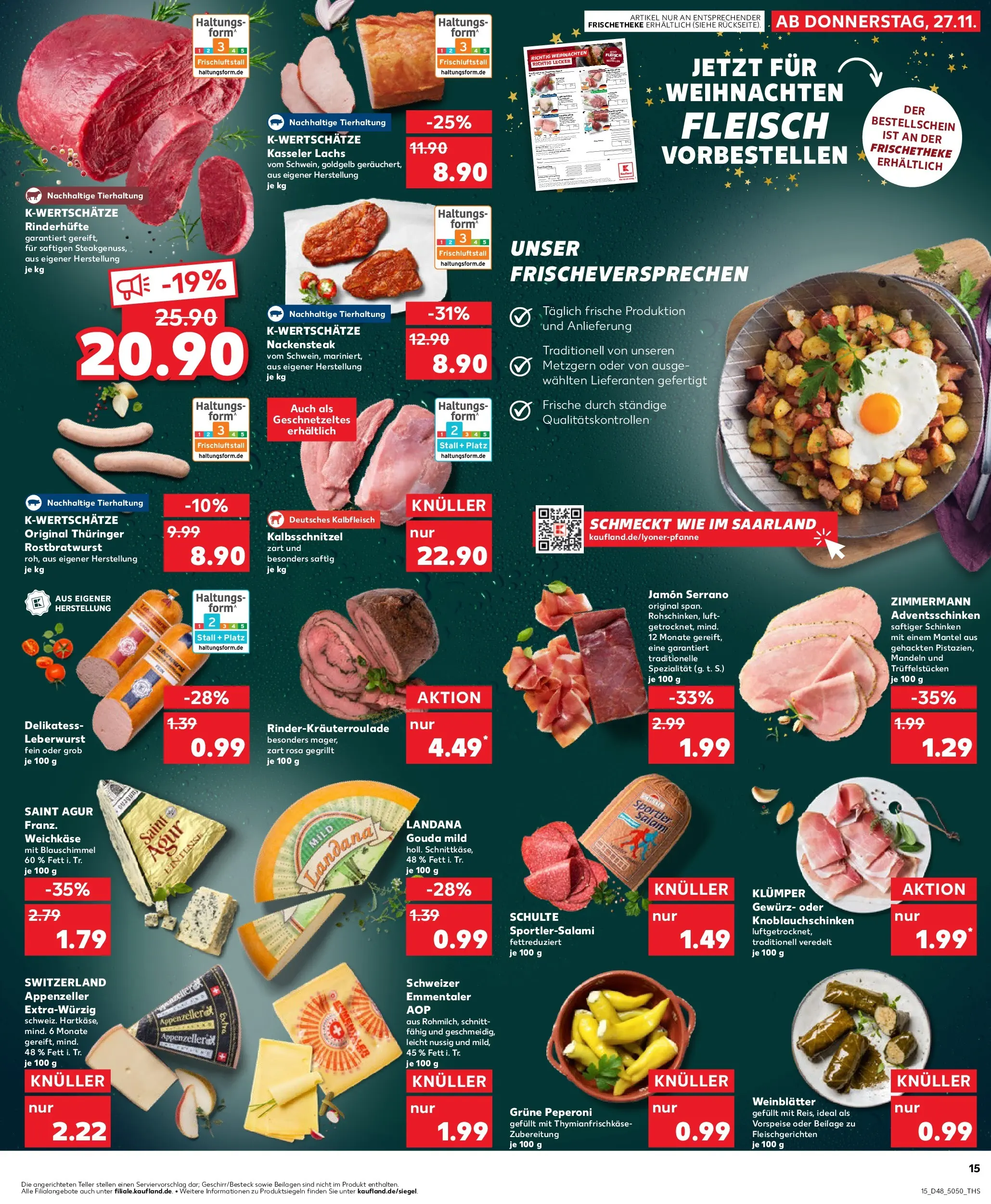 Prospekt Kaufland ab 27.11.2025 » Angebote Online zum Blättern | Seite: 15 | Produkte: Mandeln, Lachs, Schinken, Fleisch