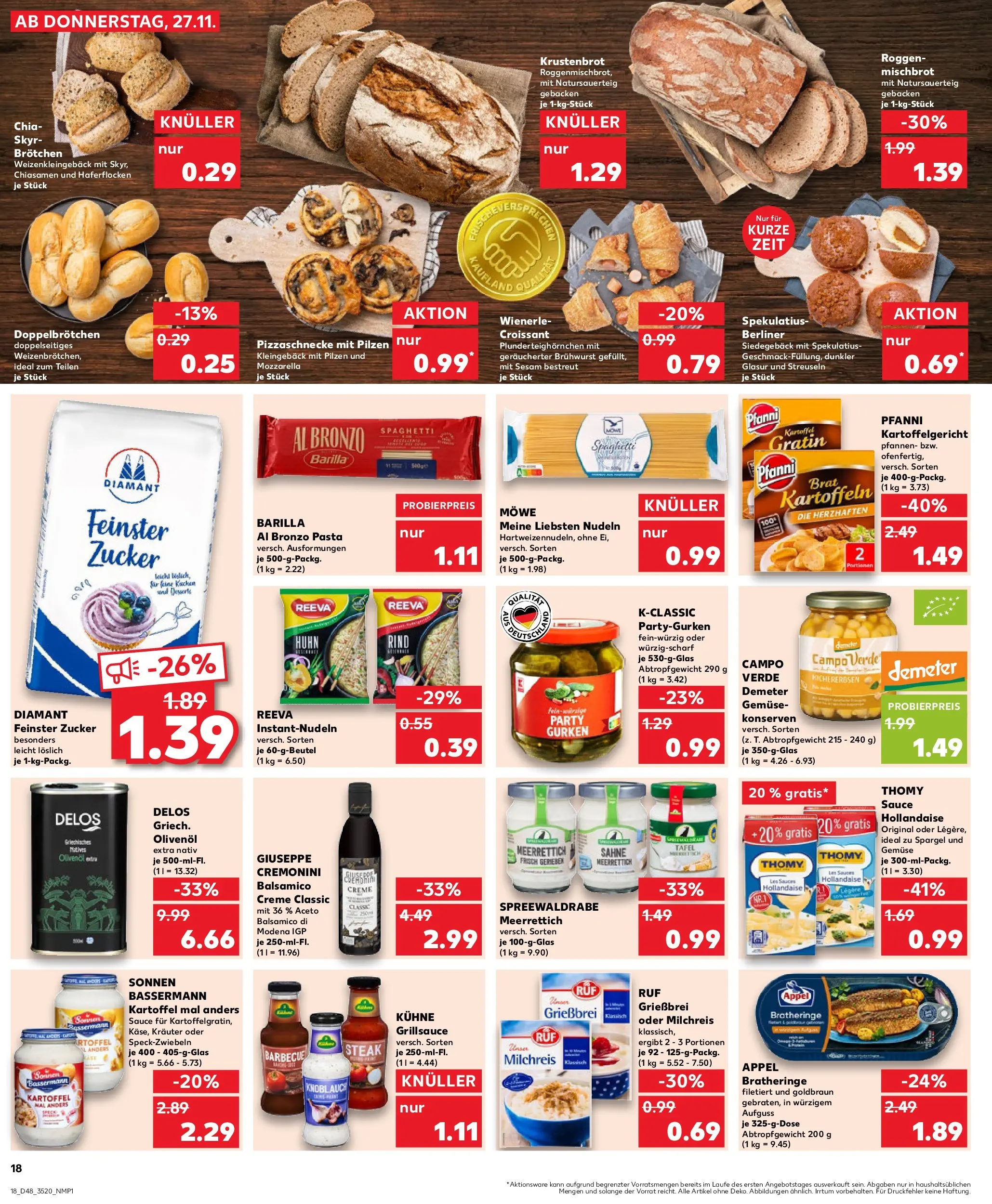 Prospekt Kaufland ab 27.11.2025 » Angebote Online zum Blättern | Seite: 18 | Produkte: Berliner, Barilla, Creme, Knoblauch