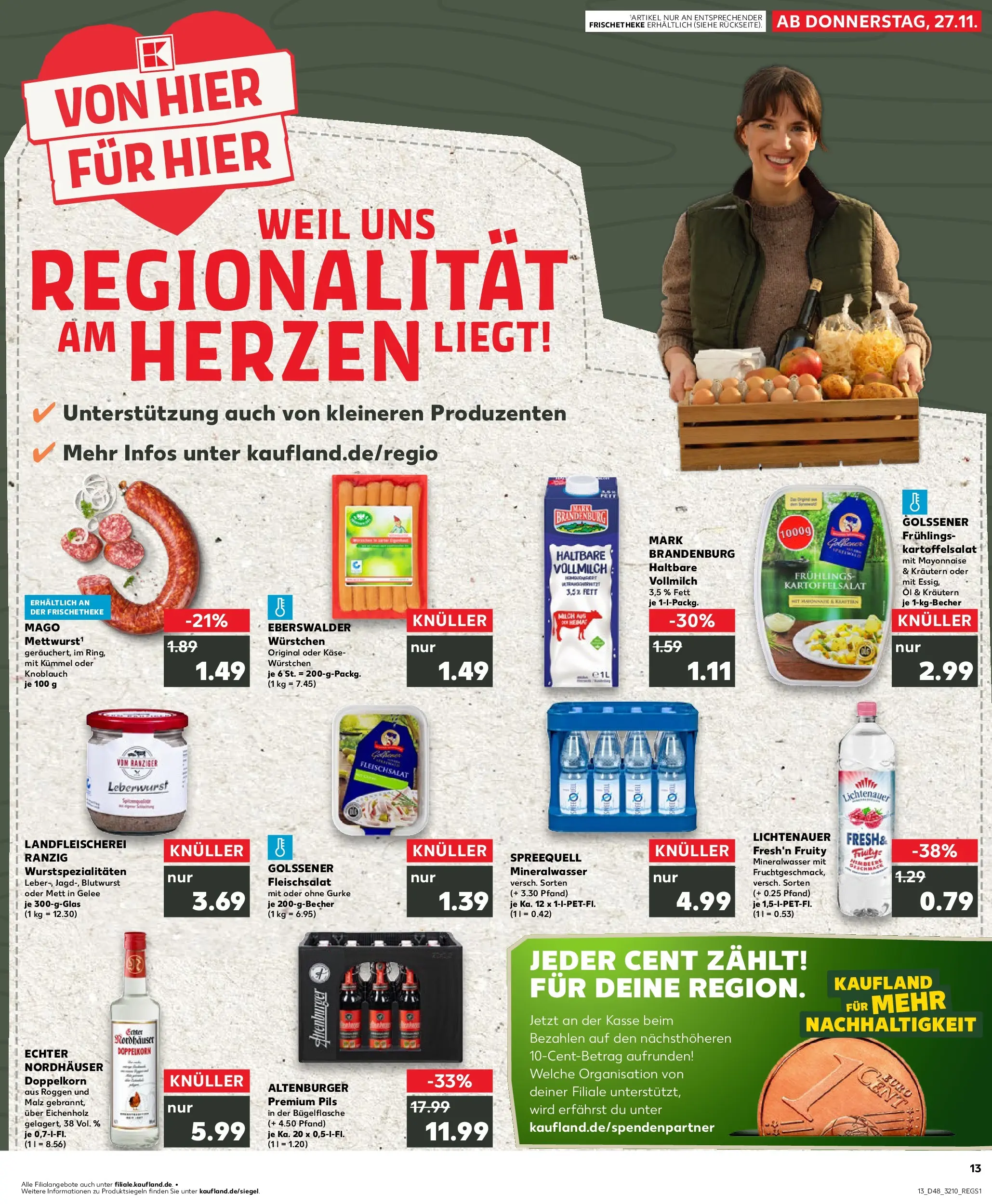 Prospekt Kaufland ab 27.11.2025 » Angebote Online zum Blättern | Seite: 13 | Produkte: Käse, Öl, Pils, Mineralwasser