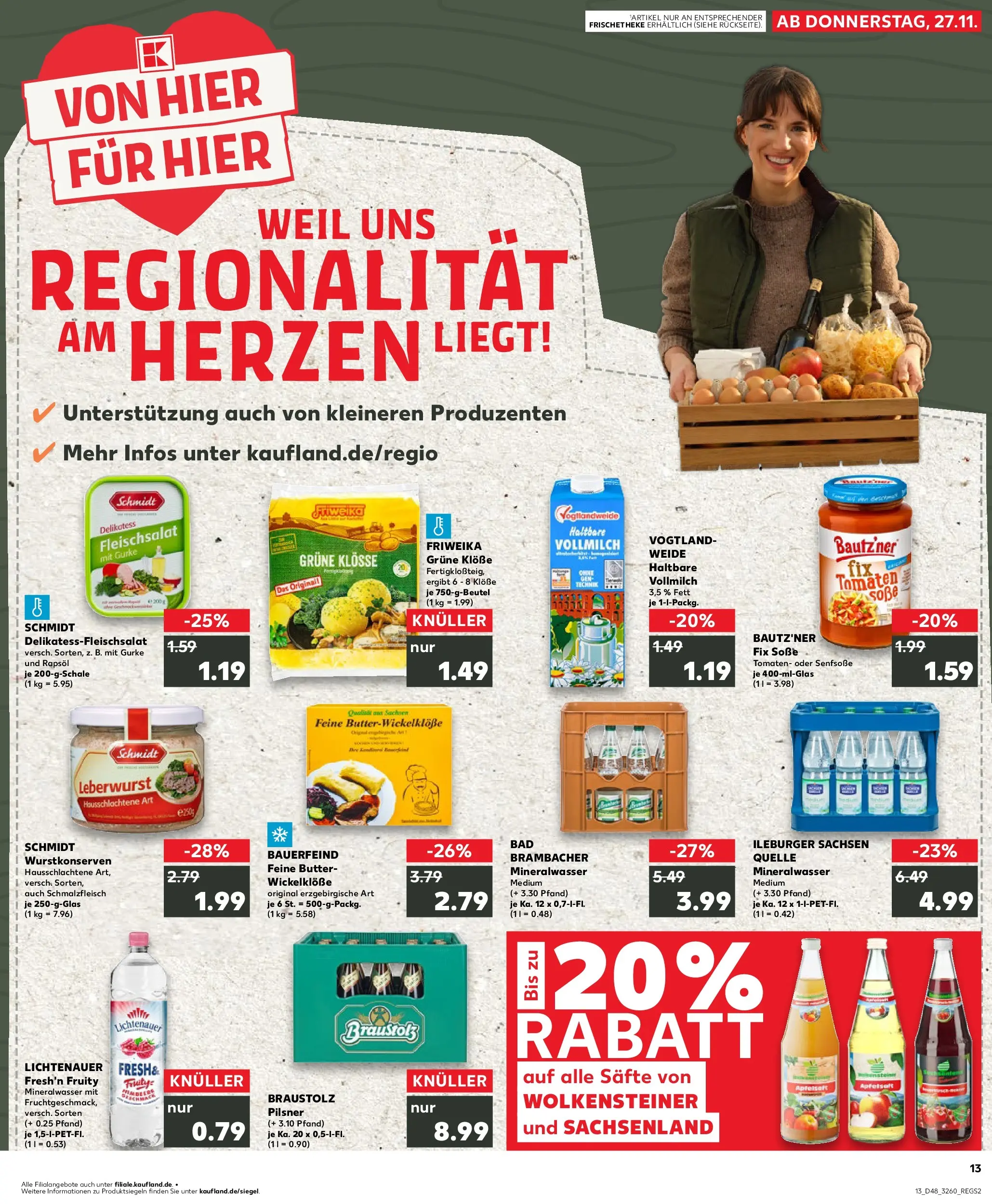 Prospekt Kaufland ab 27.11.2025 » Angebote Online zum Blättern | Seite: 13 | Produkte: Bad, Tomaten, Apfelsaft, Himbeere