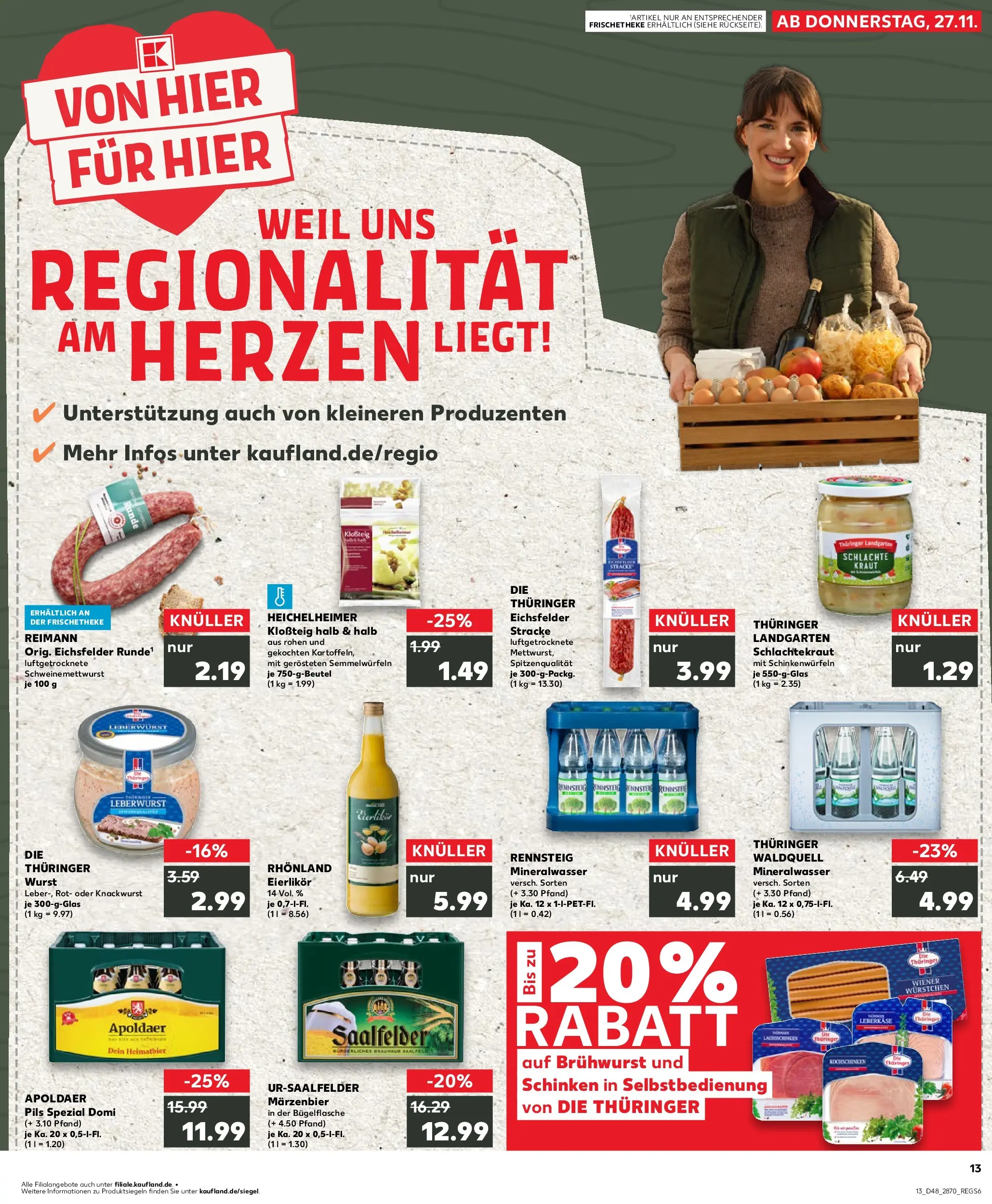 Prospekt Kaufland ab 27.11.2025 » Angebote Online zum Blättern | Seite: 13 | Produkte: Pils, Wurst, Schinken, Leberkase
