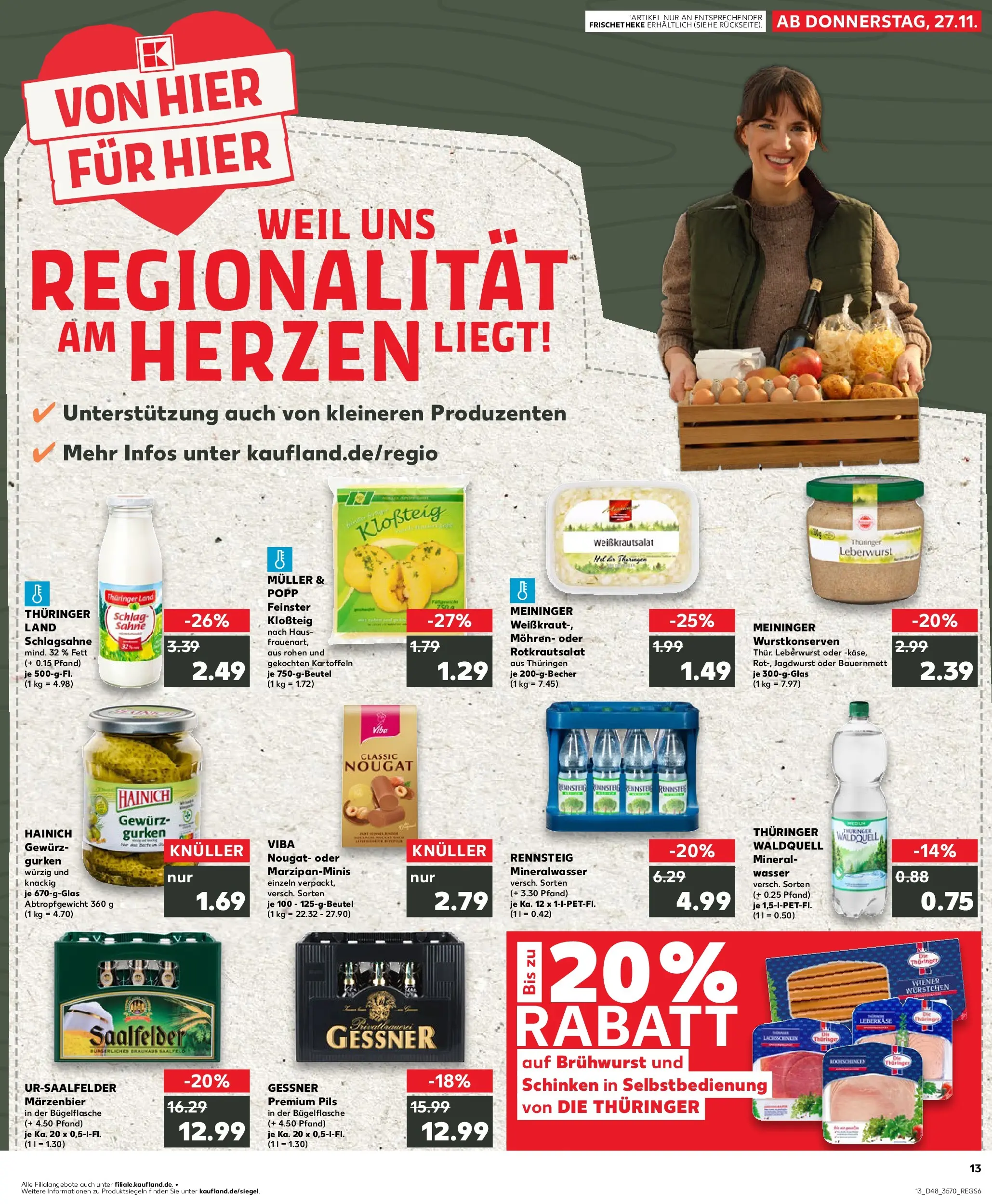 Prospekt Kaufland ab 27.11.2025 » Angebote Online zum Blättern | Seite: 1 | Produkte: Wiener wurstchen, Schlagsahne, Kartoffeln, Gurken