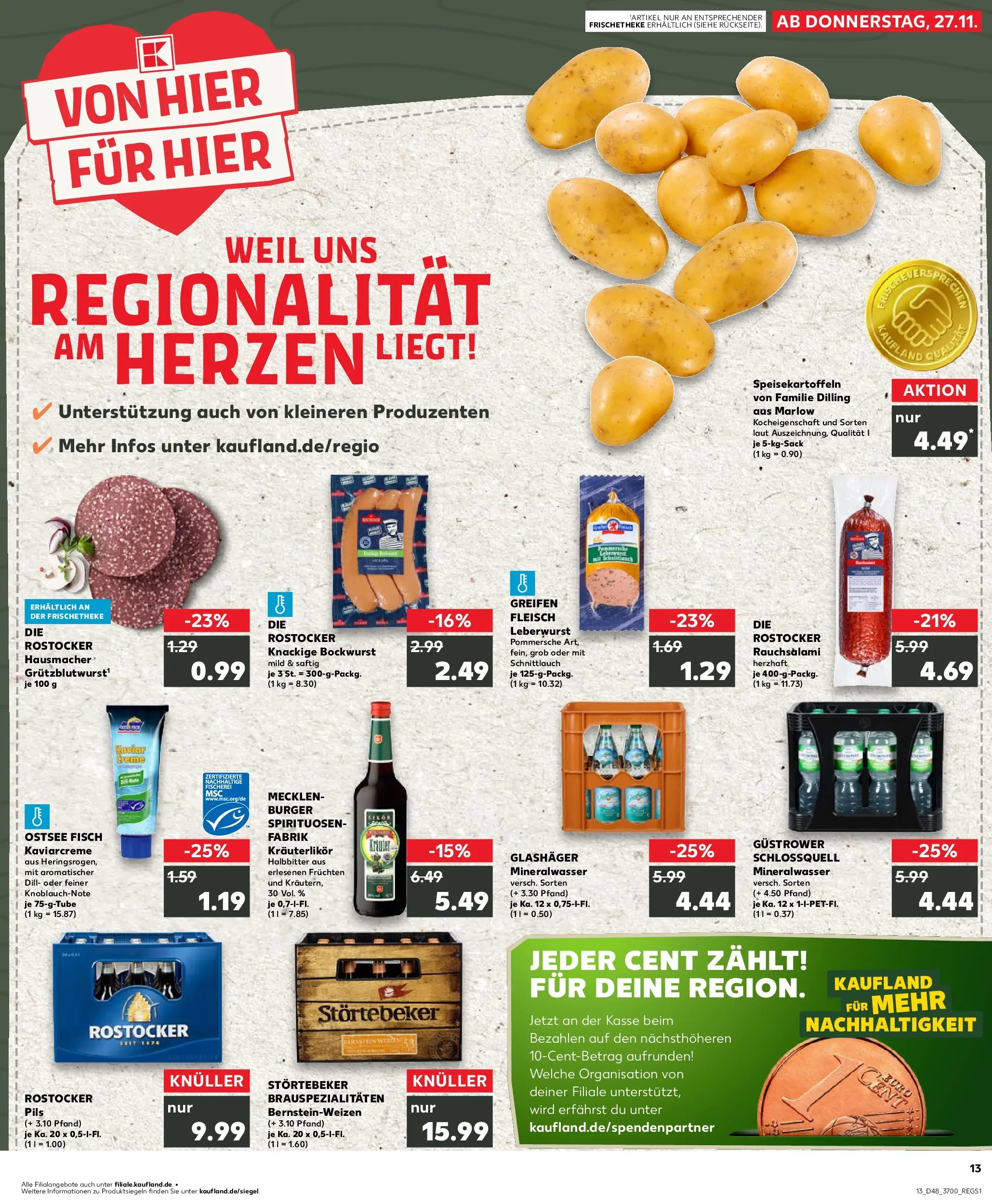 Prospekt Kaufland ab 27.11.2025 » Angebote Online zum Blättern | Seite: 1 | Produkte: Burger, Mineralwasser, Dill, Fleisch