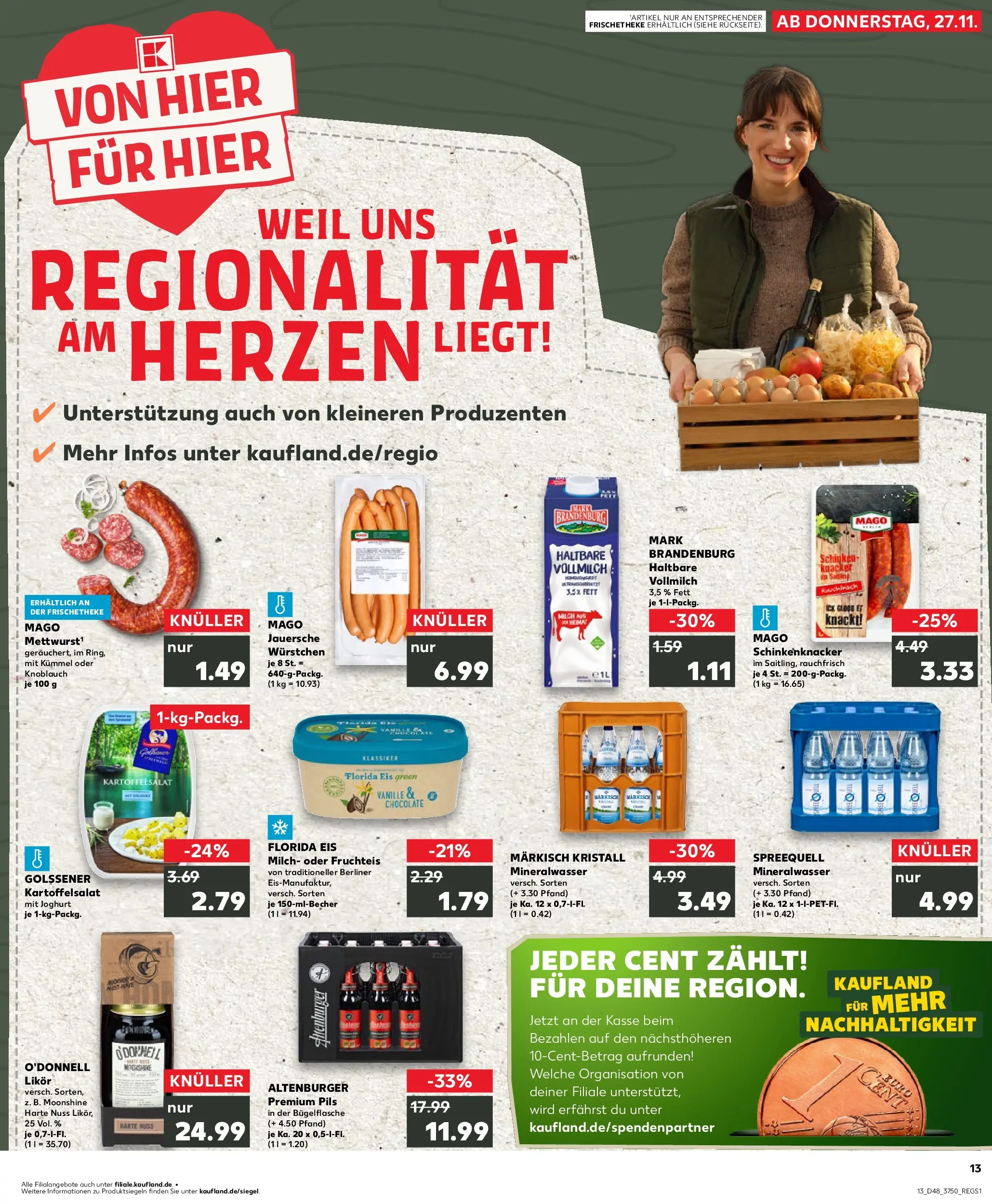 Prospekt Kaufland ab 27.11.2025 » Angebote Online zum Blättern | Seite: 1 | Produkte: Berliner, Likör, Pils, Knoblauch
