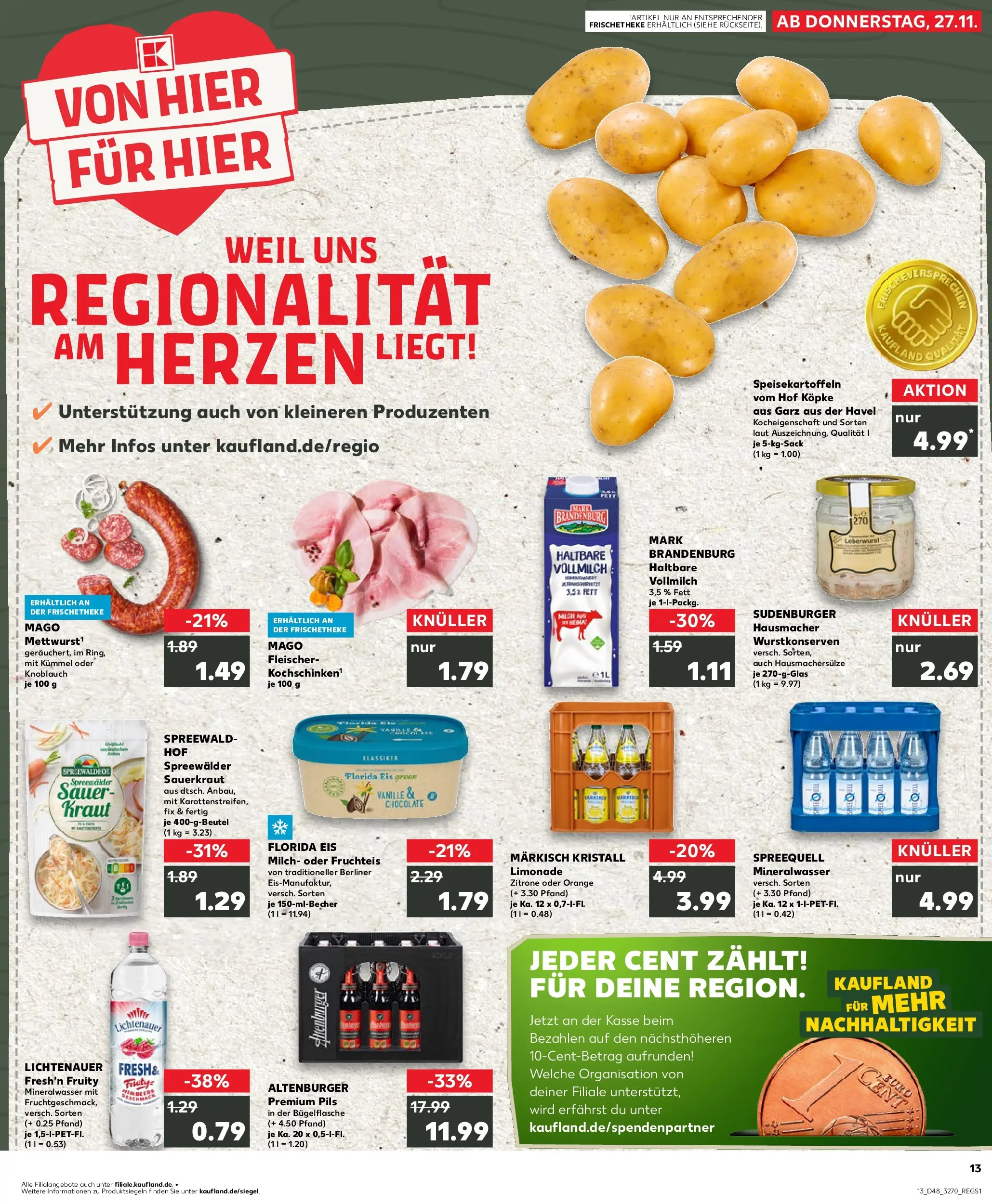 Prospekt Kaufland ab 27.11.2025 » Angebote Online zum Blättern | Seite: 13 | Produkte: Milch, Zitrone, Knoblauch, Eis