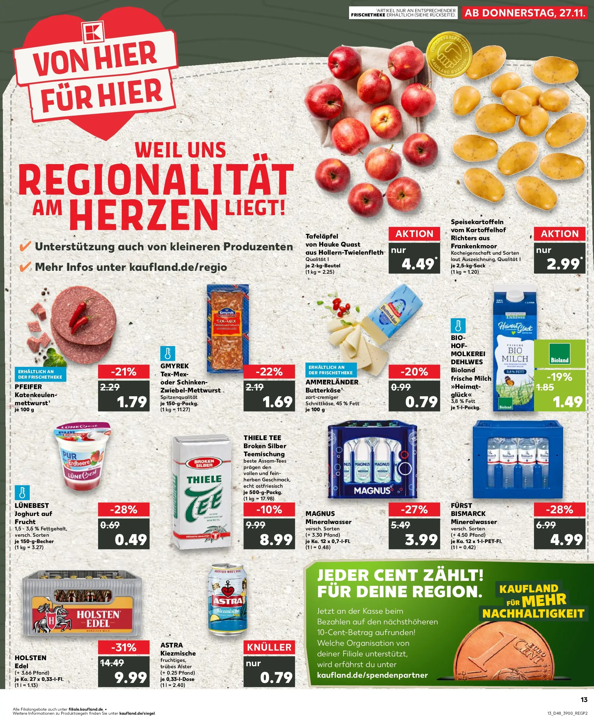 Prospekt Kaufland ab 27.11.2025 » Angebote Online zum Blättern | Seite: 1 | Produkte: Astra, Holsten, Mineralwasser, Schinken