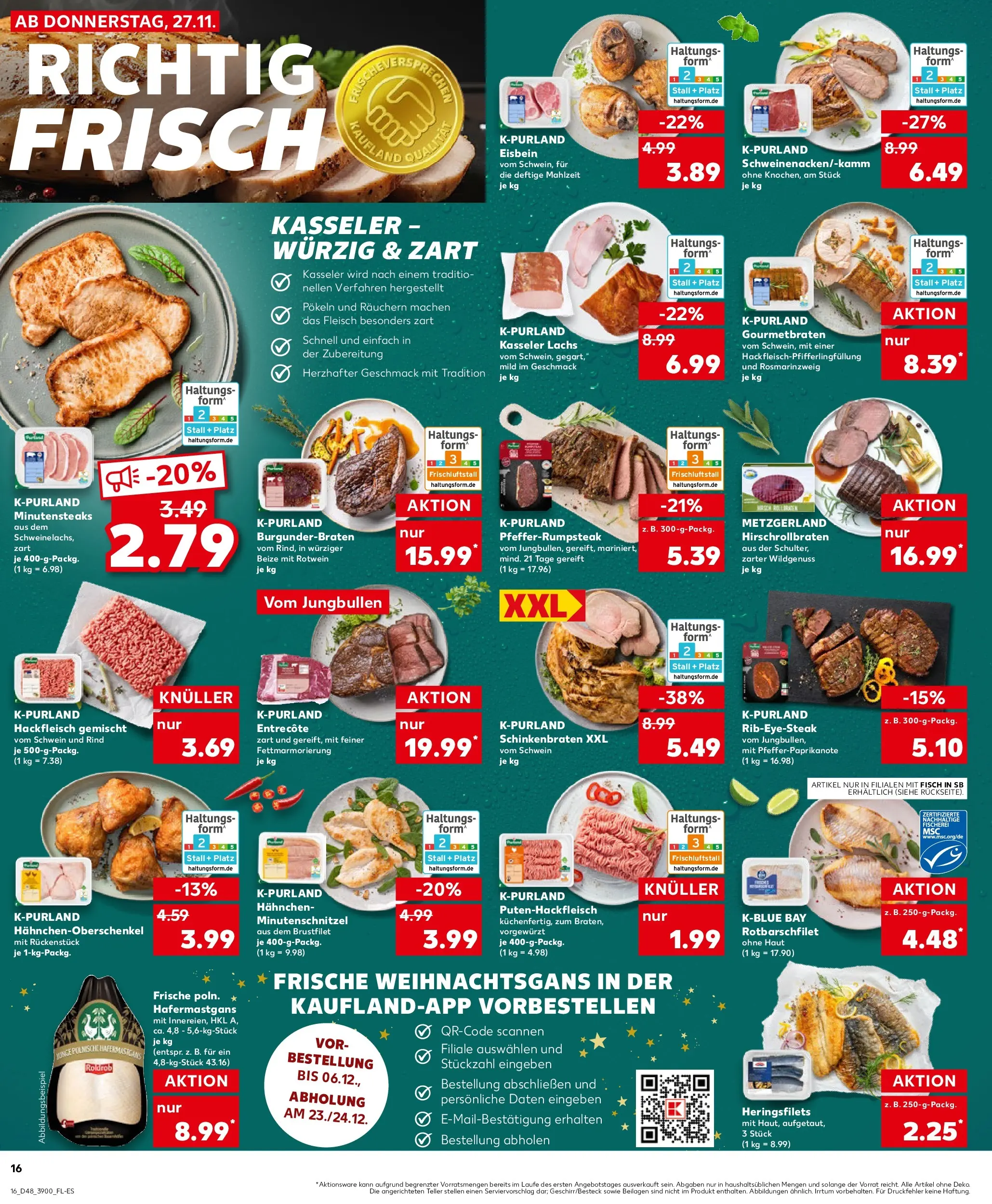 Prospekt Kaufland ab 27.11.2025 » Angebote Online zum Blättern | Seite: 16 | Produkte: Rotwein, Lachs, Fleisch, Hackfleisch