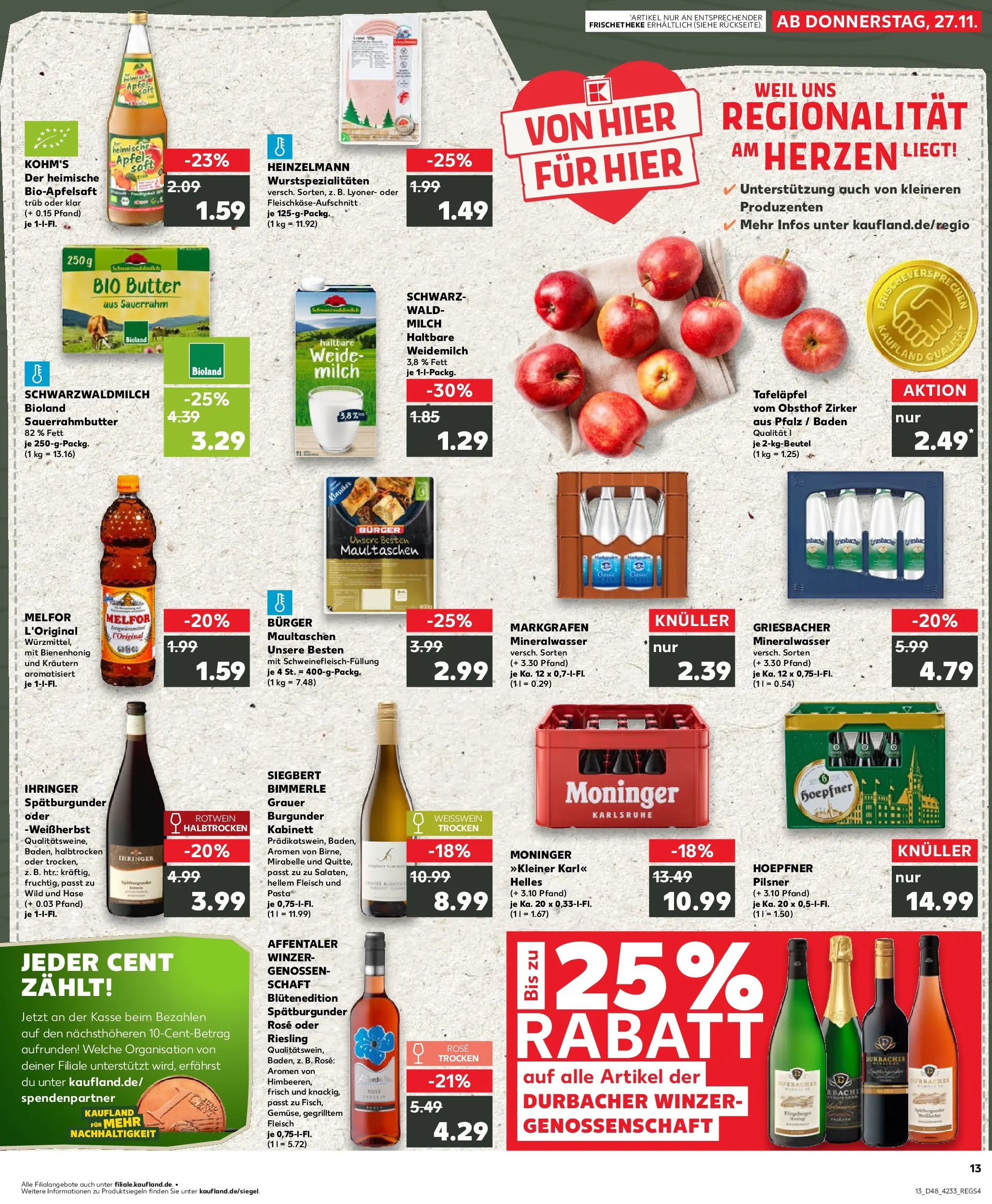 Prospekt Kaufland ab 27.11.2025 » Angebote Online zum Blättern | Seite: 1 | Produkte: Milch, Butter, Weißwein, Rotwein