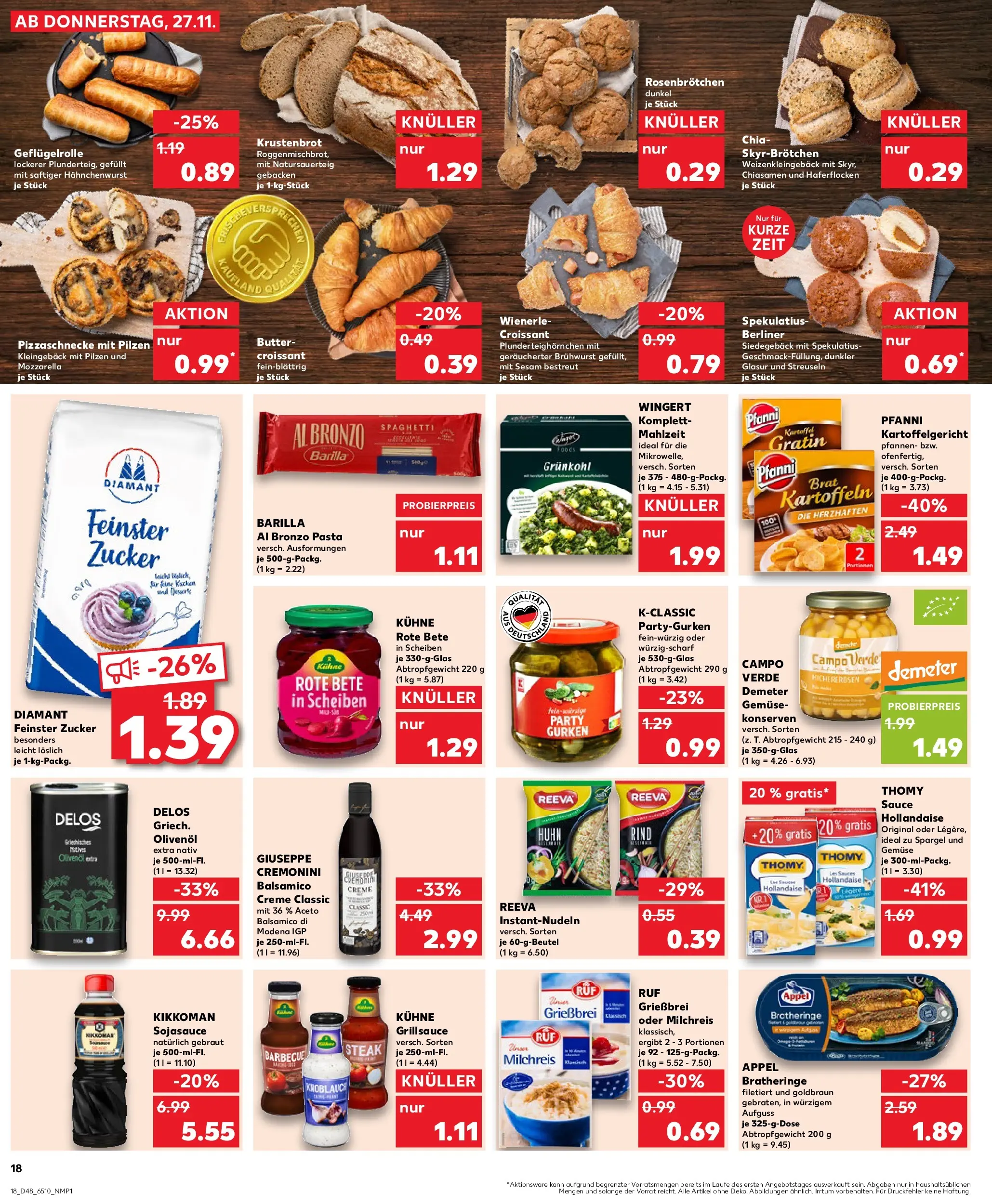 Prospekt Kaufland ab 27.11.2025 » Angebote Online zum Blättern | Seite: 18 | Produkte: Barilla, Mozzarella, Olivenol, Gurken