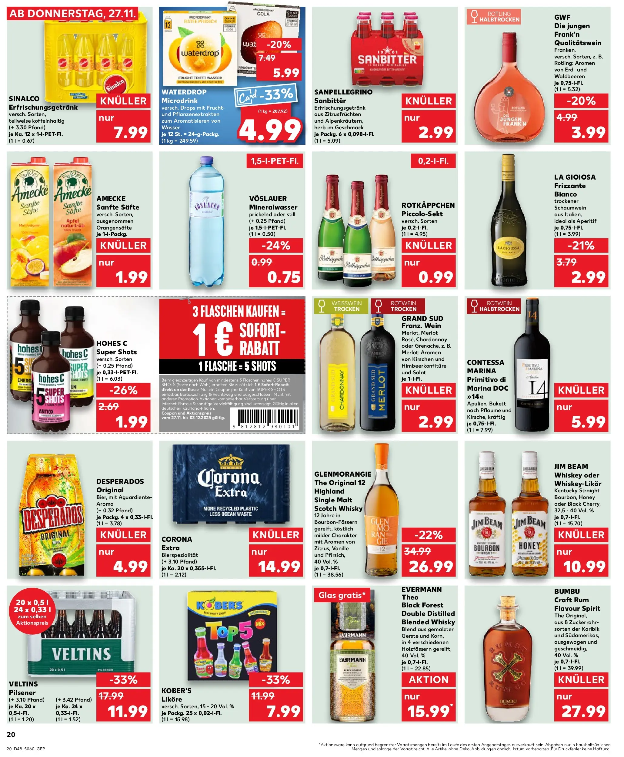 Prospekt Kaufland ab 27.11.2025 » Angebote Online zum Blättern | Seite: 20 | Produkte: Äpfel, Kirschen, Desperados, Hohes c