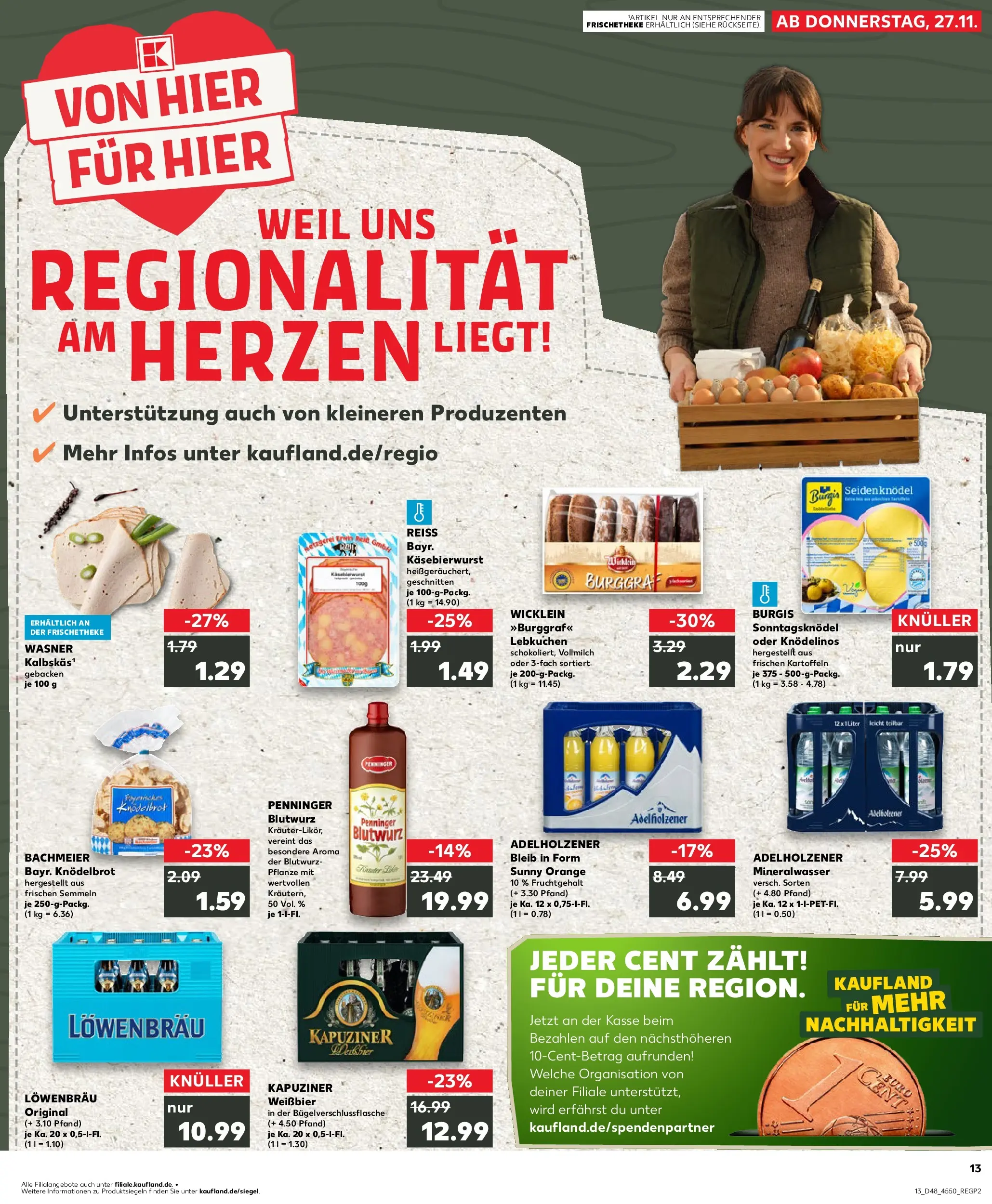 Prospekt Kaufland ab 27.11.2025 » Angebote Online zum Blättern | Seite: 1 | Produkte: Weißbier, Adelholzener, Mineralwasser, Kartoffeln