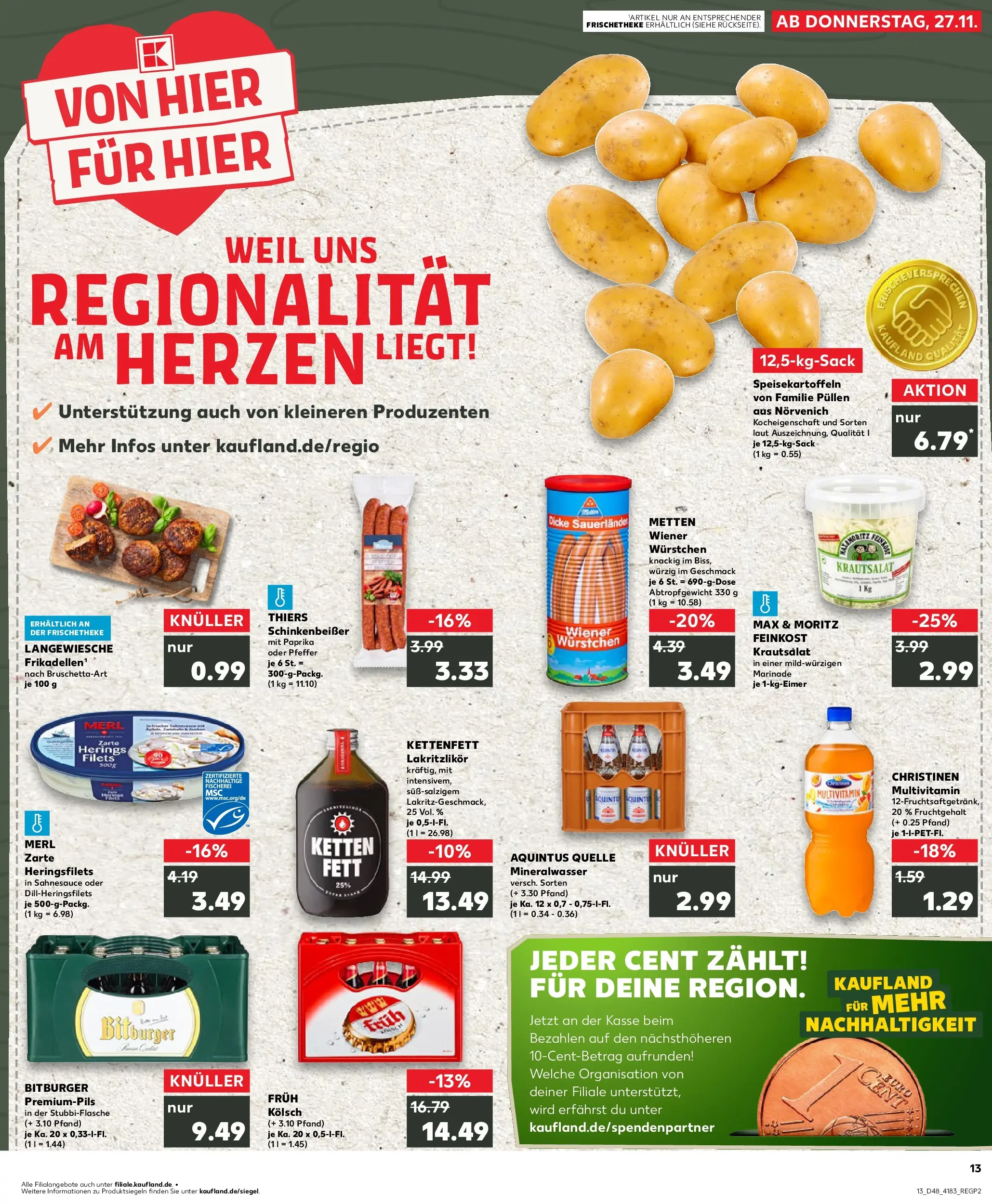Prospekt Kaufland ab 27.11.2025 » Angebote Online zum Blättern | Seite: 13 | Produkte: Bitburger, Wiener wurstchen, Mineralwasser, Pfeffer