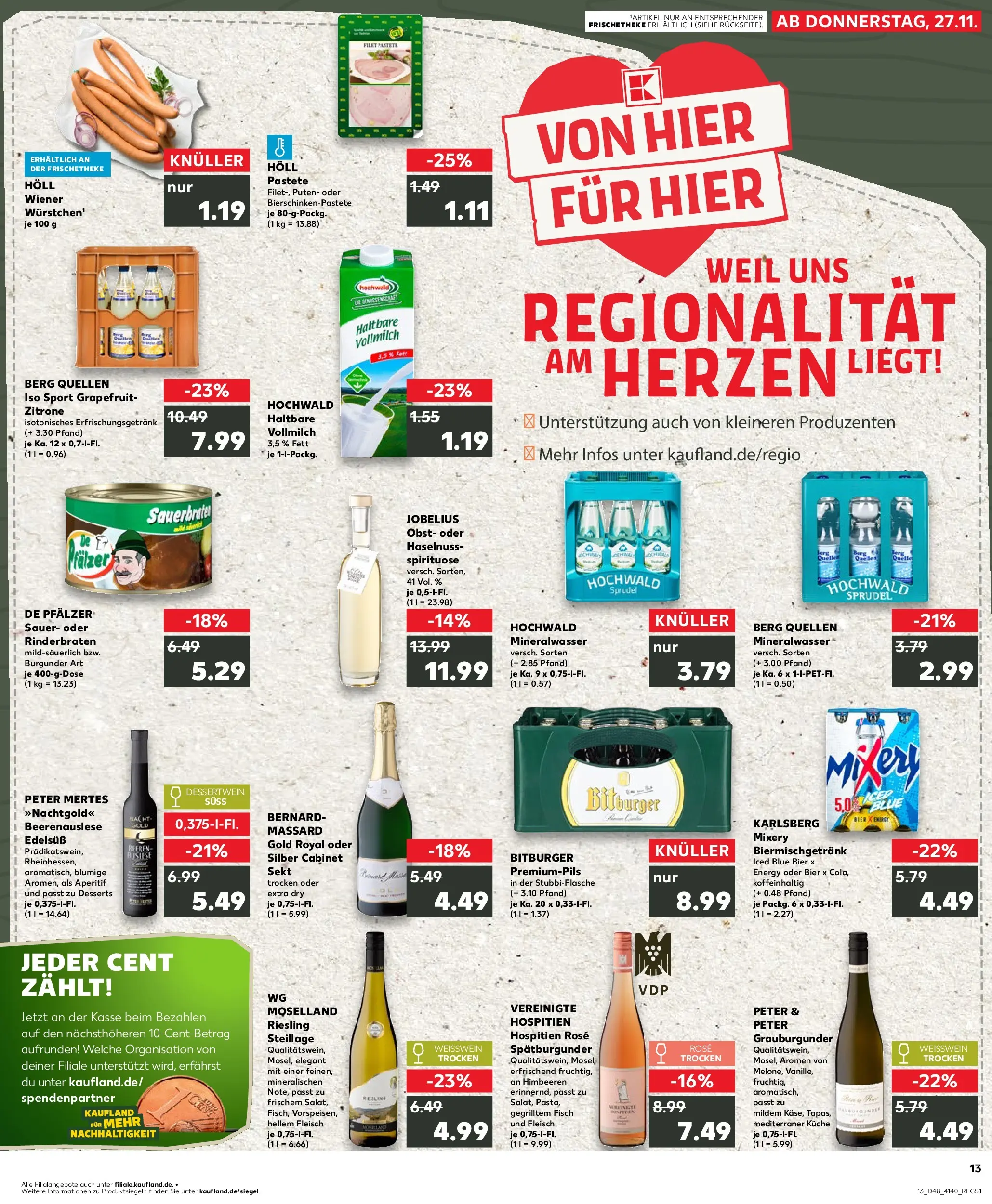 Prospekt Kaufland ab 27.11.2025 » Angebote Online zum Blättern | Seite: 1 | Produkte: Himbeeren, Küche, Mineralwasser, Fleisch