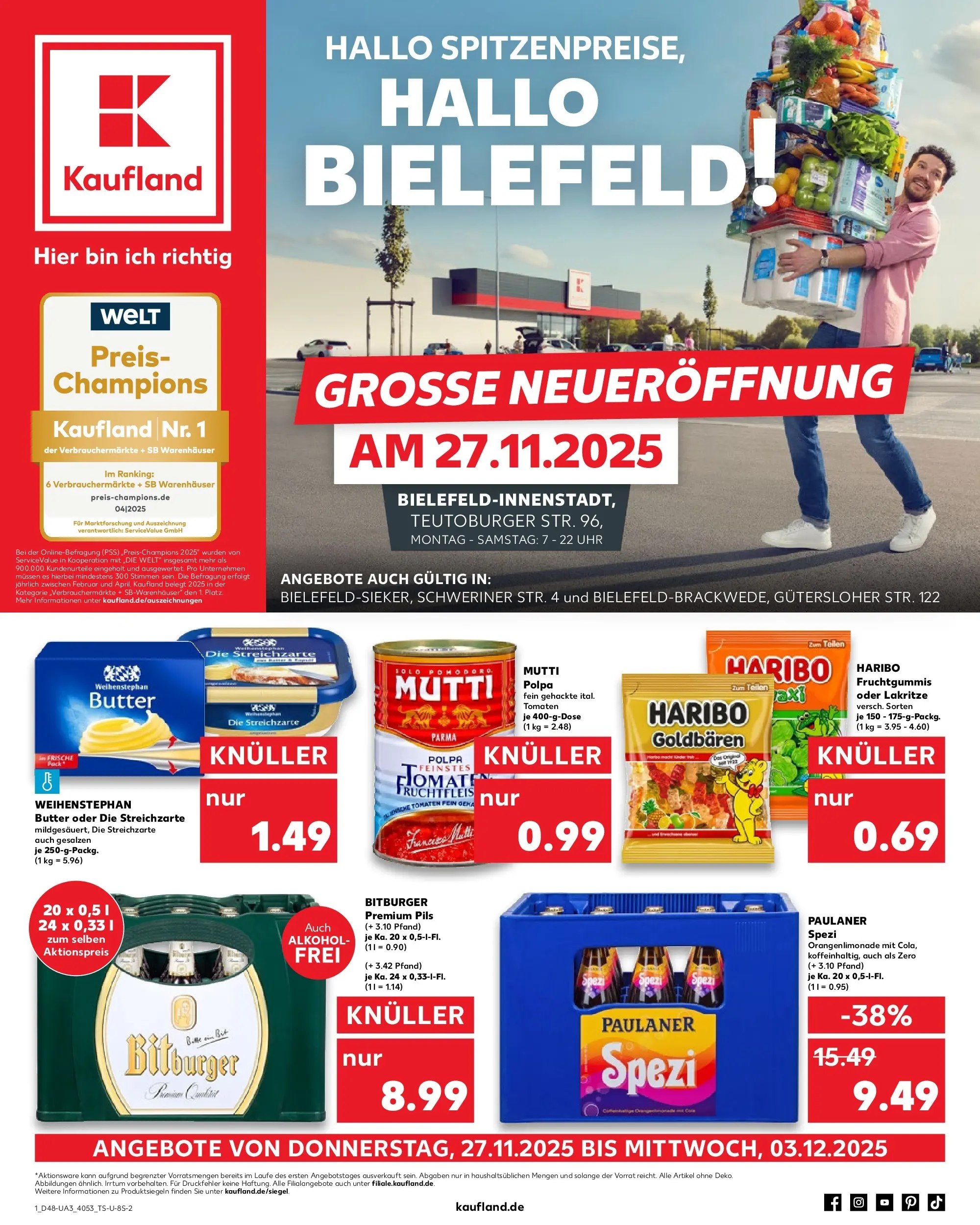 Prospekt Kaufland ab 27.11.2025 » Angebote Online zum Blättern | Seite: 2 | Produkte: Haribo, Butter, Tomaten, Paulaner