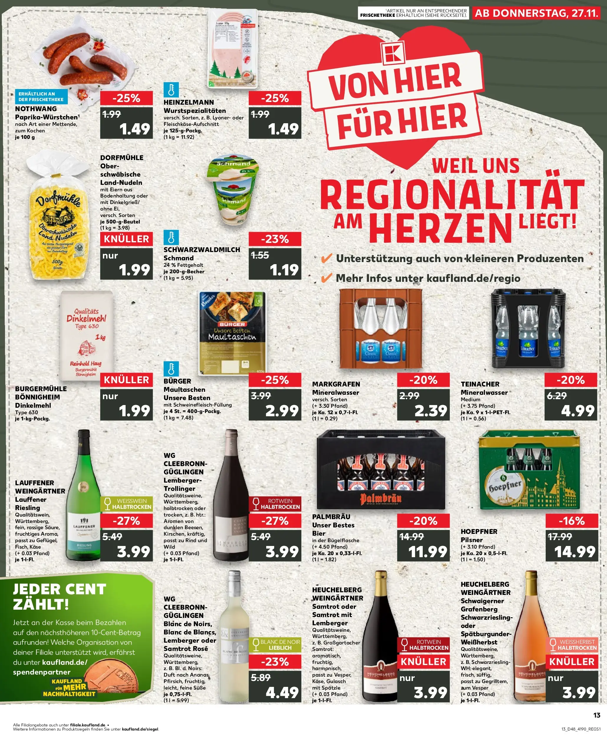 Prospekt Kaufland ab 27.11.2025 » Angebote Online zum Blättern | Seite: 13 | Produkte: Bier, Burger, Gulasch, Pasta