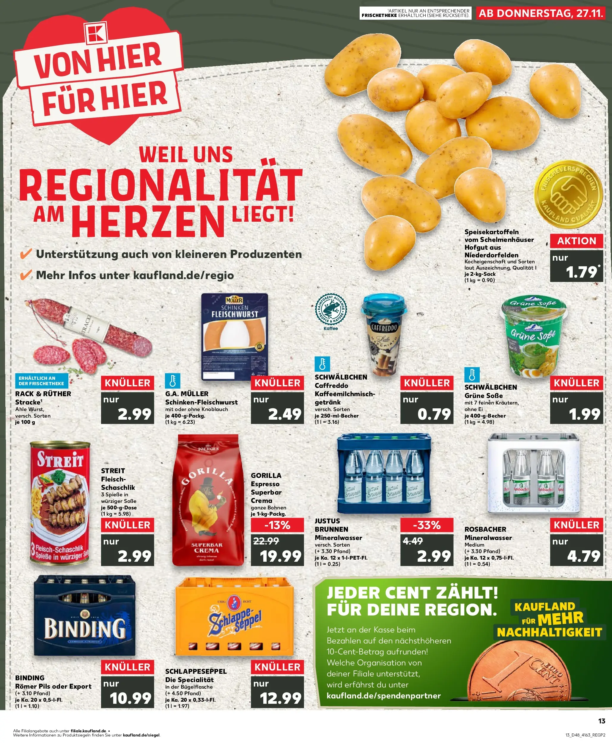 Prospekt Kaufland ab 27.11.2025 » Angebote Online zum Blättern | Seite: 13 | Produkte: Pils, Mineralwasser, Knoblauch, Schinken