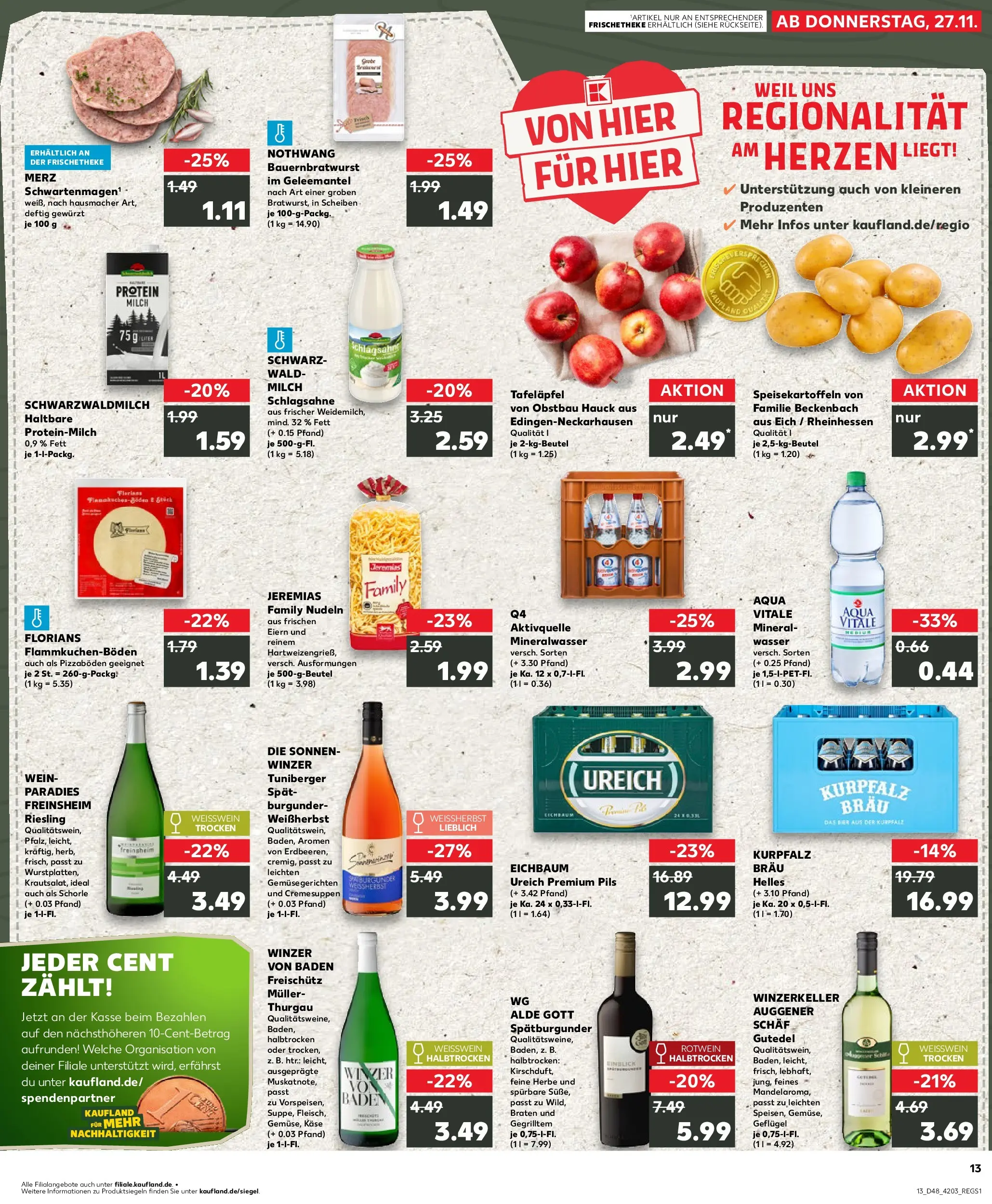 Prospekt Kaufland ab 27.11.2025 » Angebote Online zum Blättern | Seite: 1 | Produkte: Käse, Rotwein, Pasta, Wein
