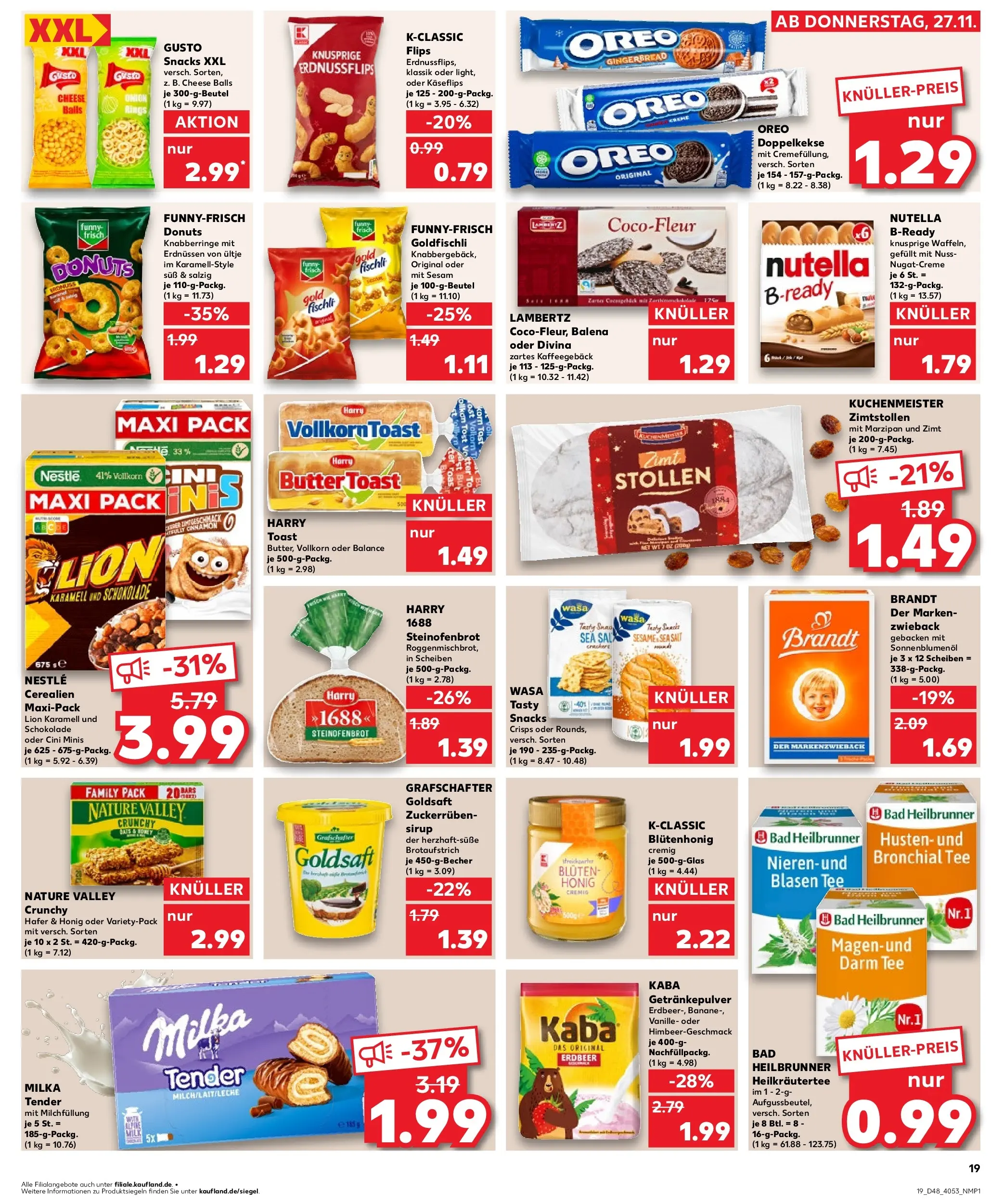 Prospekt Kaufland ab 27.11.2025 » Angebote Online zum Blättern | Seite: 27 | Produkte: Schokolade, Sonnenblumenol, Sirup, Donuts