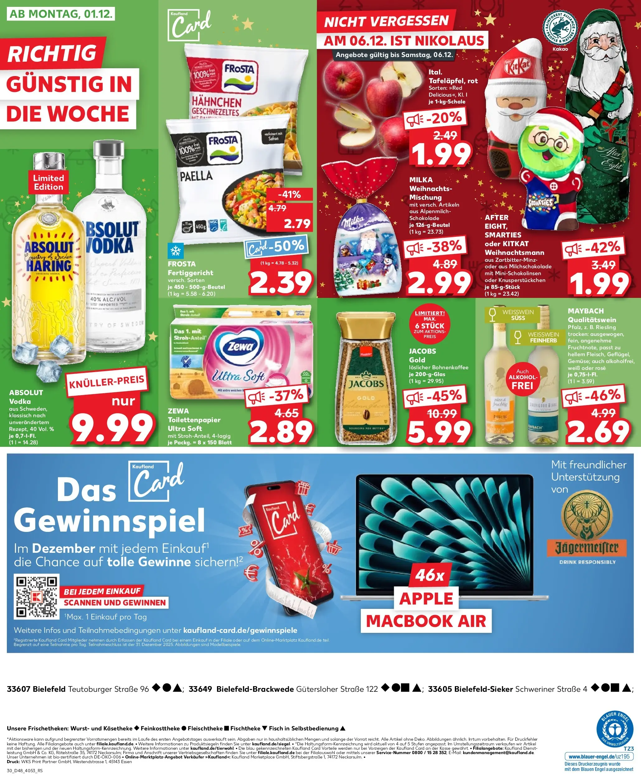 Prospekt Kaufland ab 27.11.2025 » Angebote Online zum Blättern | Seite: 38 | Produkte: Hahnchen, Schokolade, Macbook, Milka