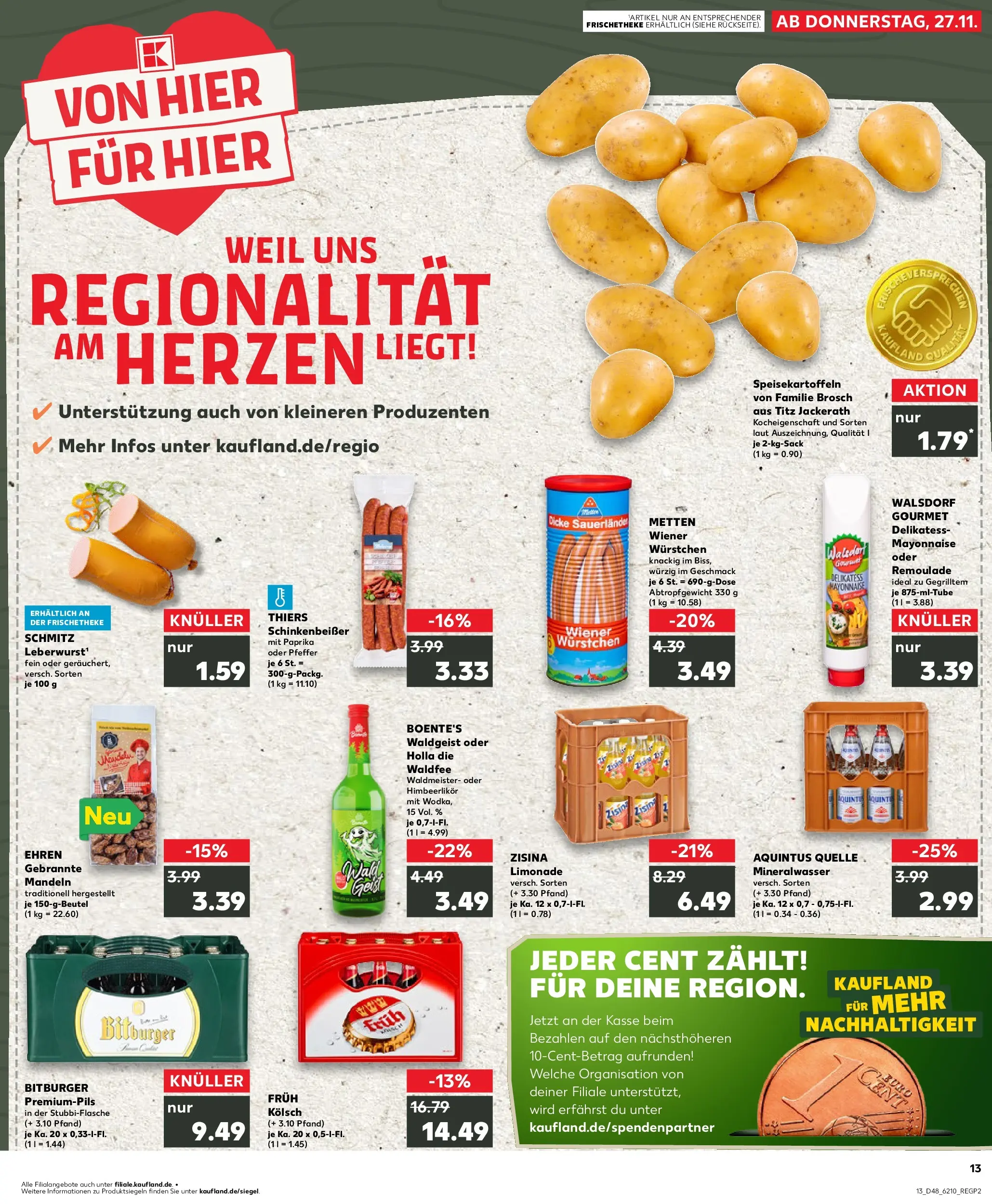 Prospekt Kaufland ab 27.11.2025 » Angebote Online zum Blättern | Seite: 1 | Produkte: Limonade, Mandeln, Mineralwasser, Paprika
