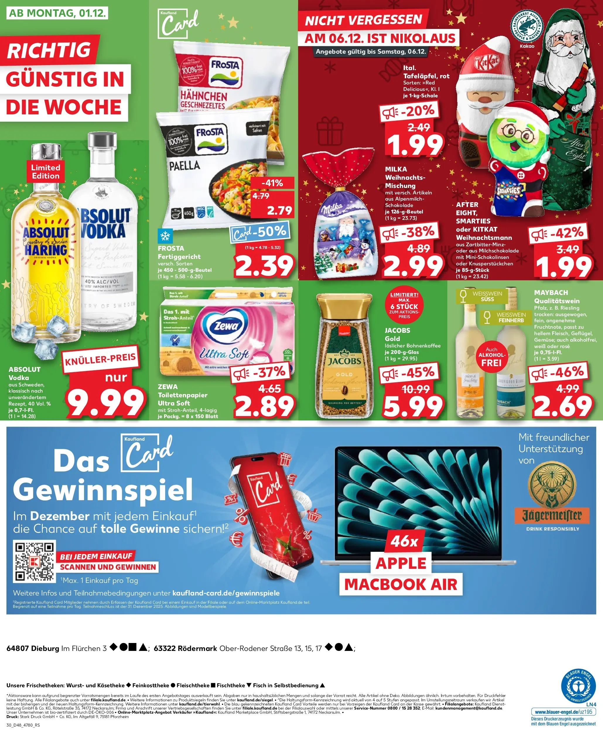 Prospekt Kaufland ab 27.11.2025 » Angebote Online zum Blättern | Seite: 30 | Produkte: Weißwein, Smarties, Frosta, Vodka