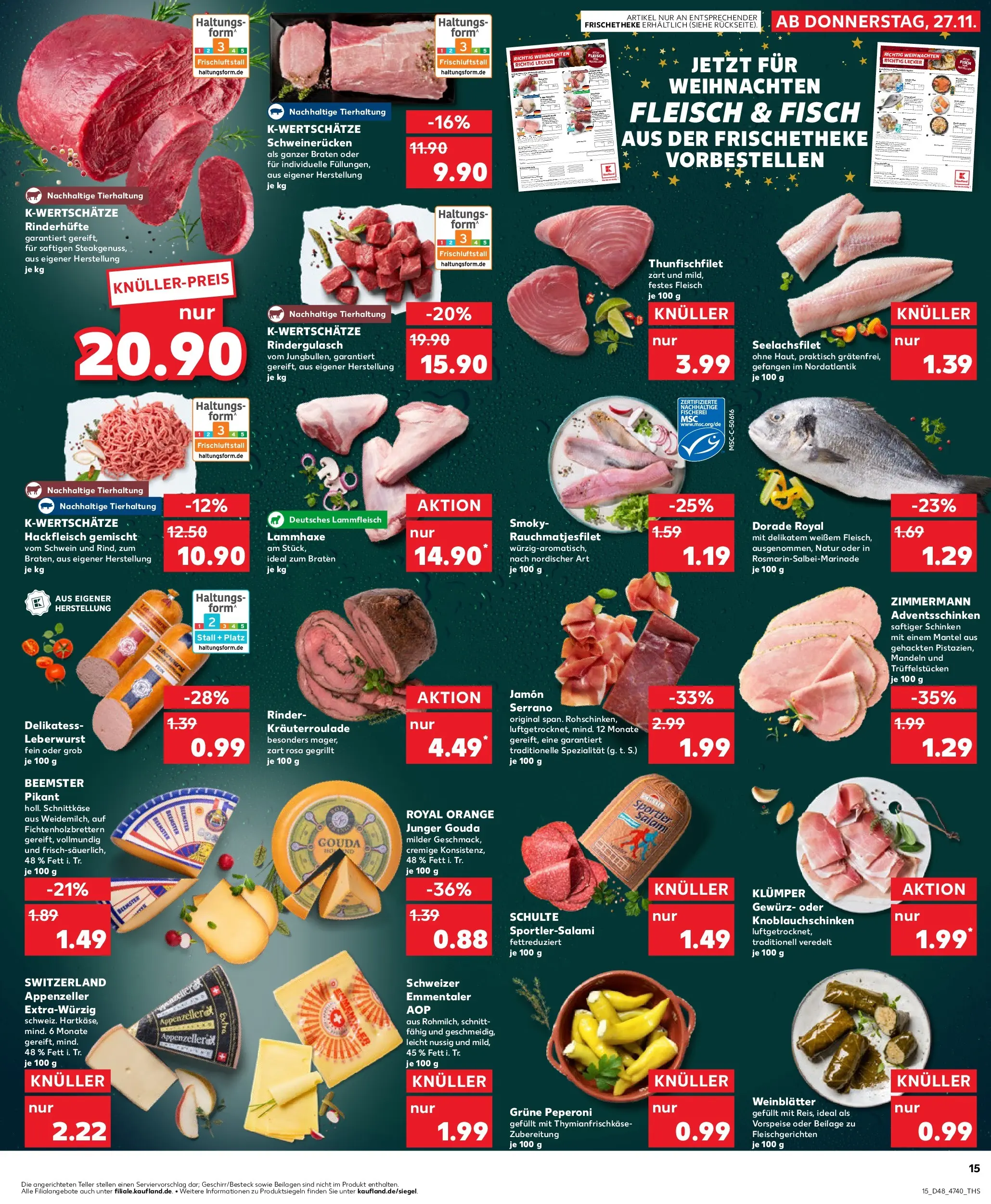 Prospekt Kaufland ab 27.11.2025 » Angebote Online zum Blättern | Seite: 15 | Produkte: Mandeln, Mantel, Schinken, Hackfleisch