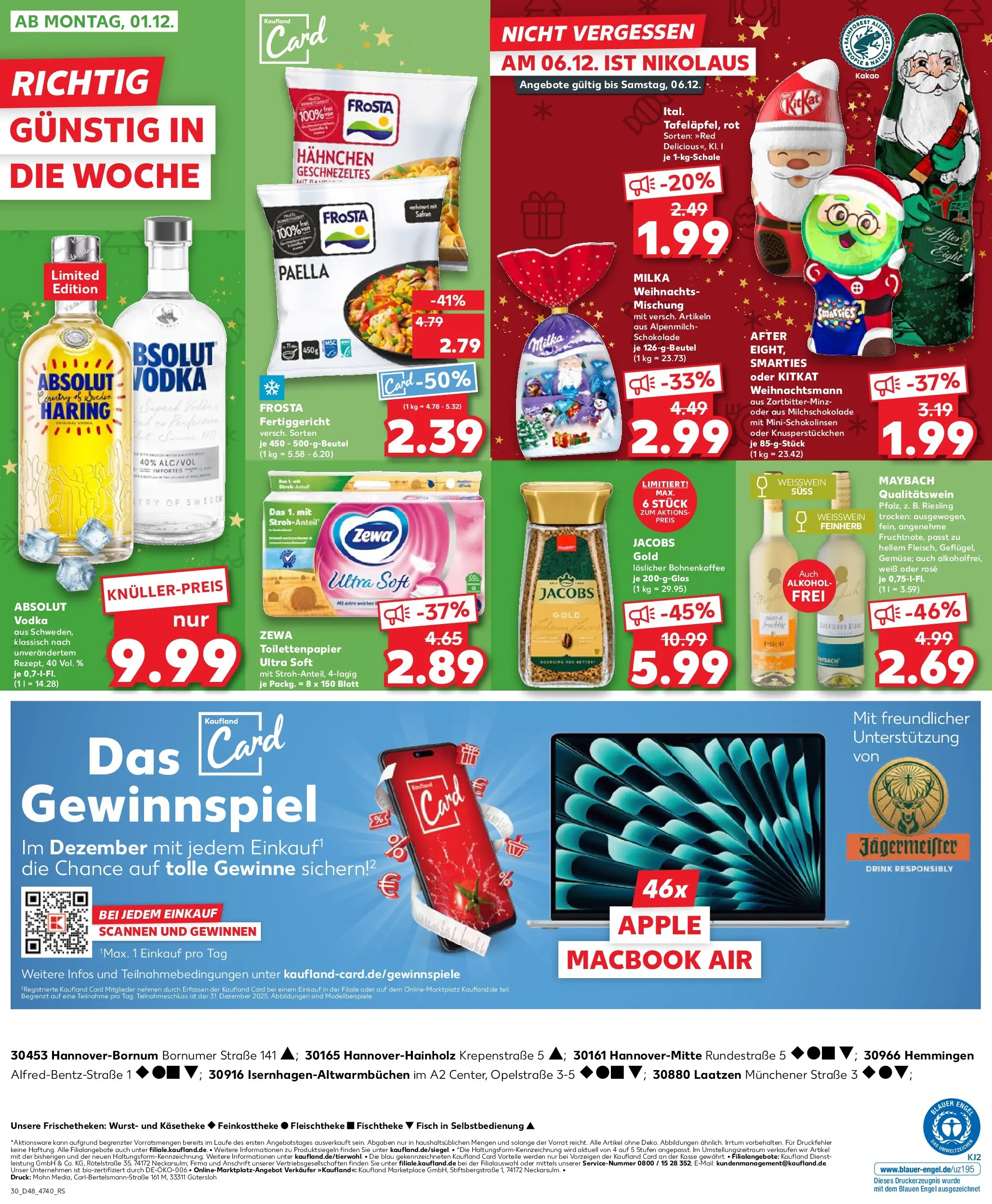 Prospekt Kaufland ab 27.11.2025 » Angebote Online zum Blättern | Seite: 30 | Produkte: Weißwein trocken, Milka, Jägermeister, Wurst