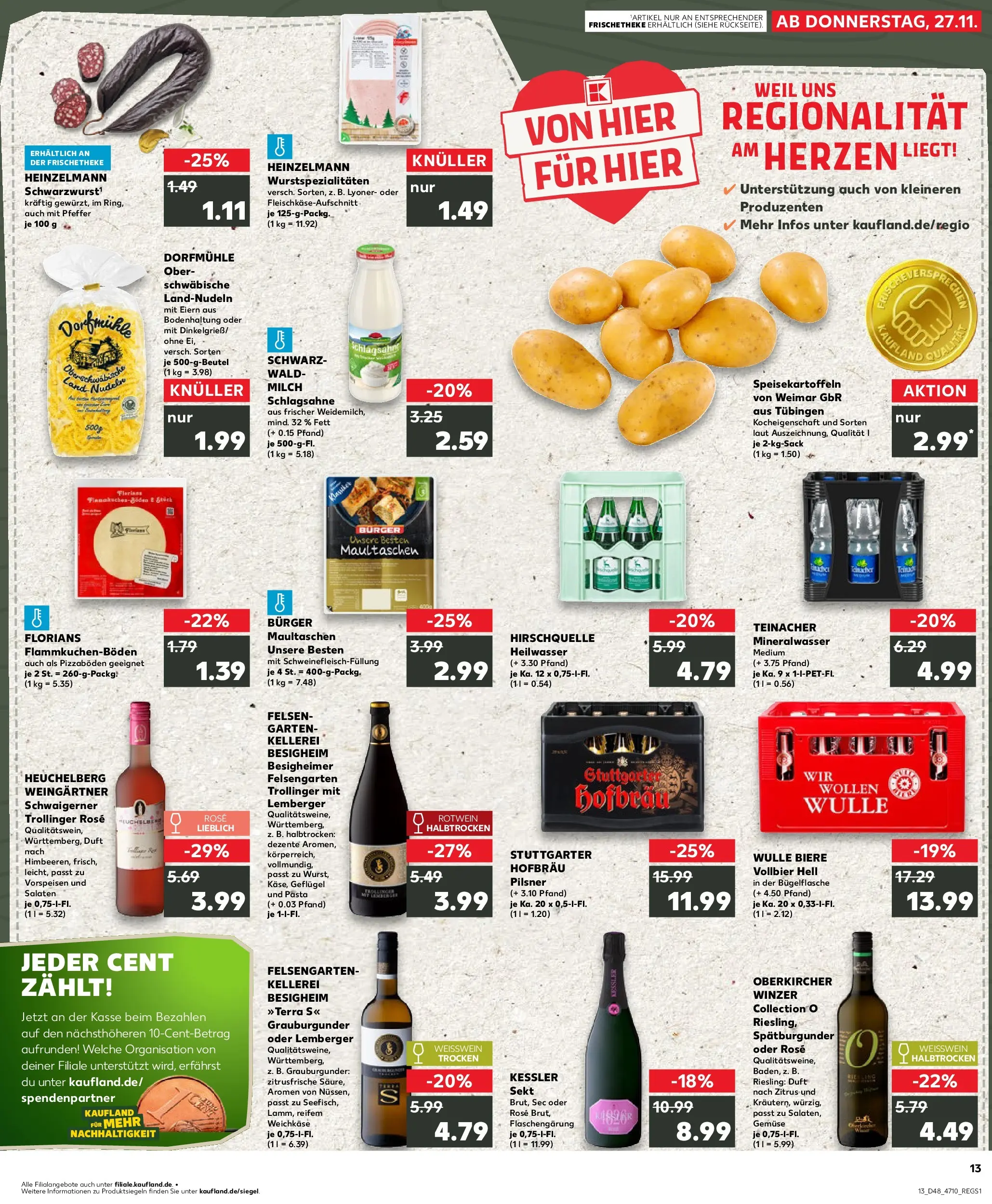 Prospekt Kaufland ab 27.11.2025 » Angebote Online zum Blättern | Seite: 1 | Produkte: Weißwein, Burger, Duft, Gemüse