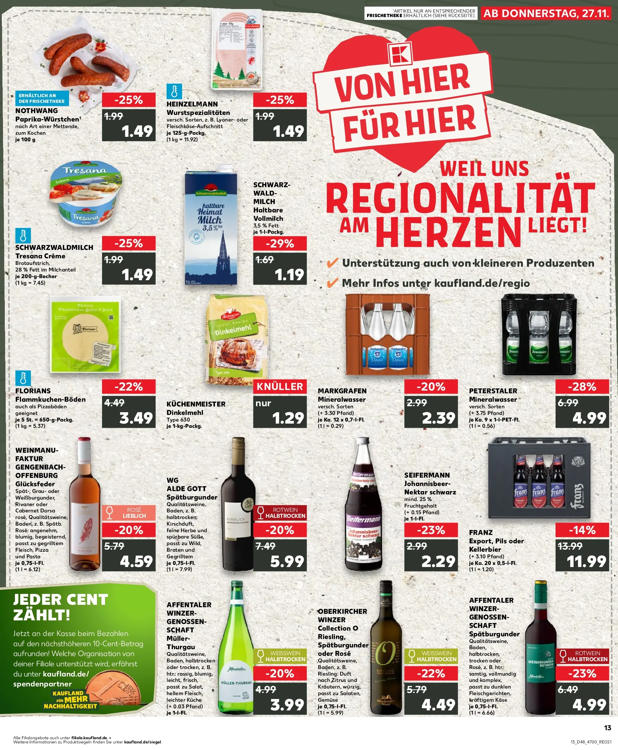 Prospekt Kaufland ab 27.11.2025 » Angebote Online zum Blättern | Seite: 1 | Produkte: Käse, Weißwein, Küche, Pizza