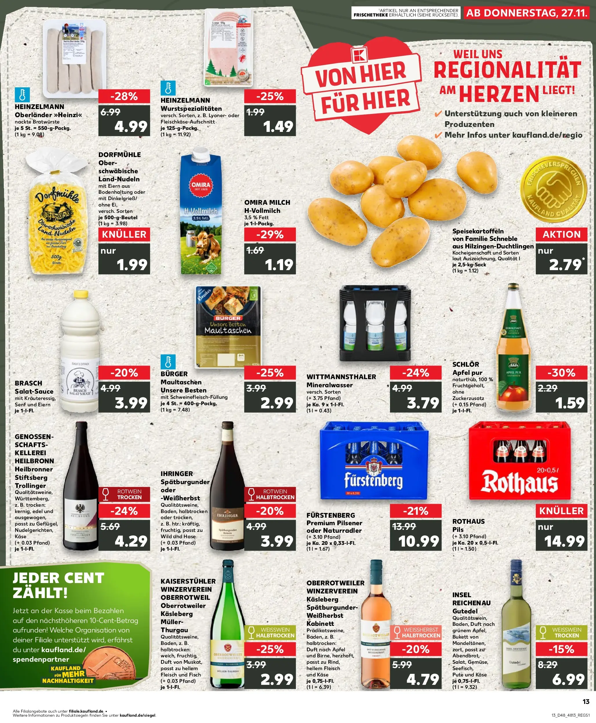 Prospekt Kaufland ab 27.11.2025 » Angebote Online zum Blättern | Seite: 1 | Produkte: Milch, Käse, Burger, Äpfel