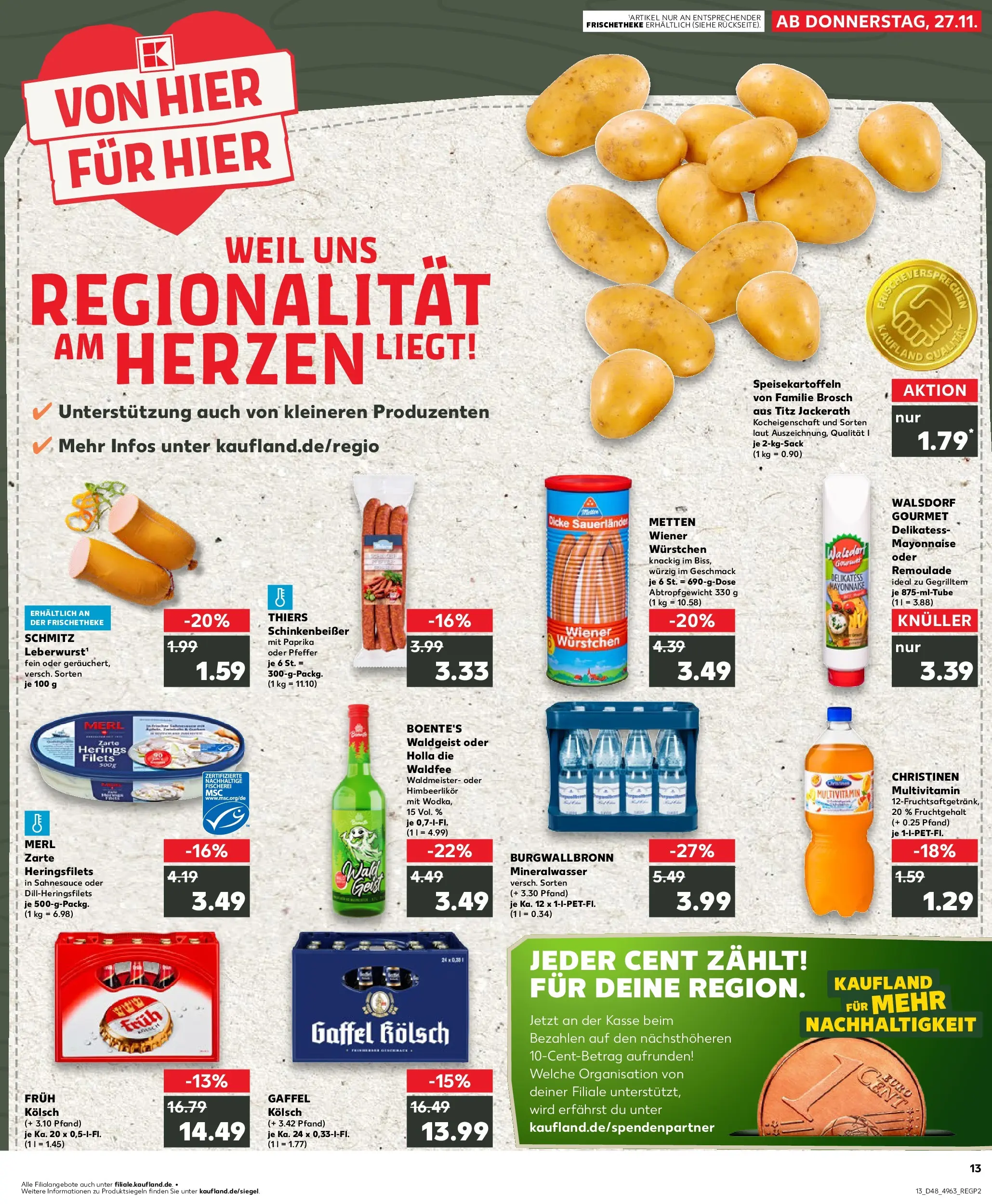 Prospekt Kaufland ab 27.11.2025 » Angebote Online zum Blättern | Seite: 13 | Produkte: Mineralwasser, Paprika, Mayonnaise, Pfeffer