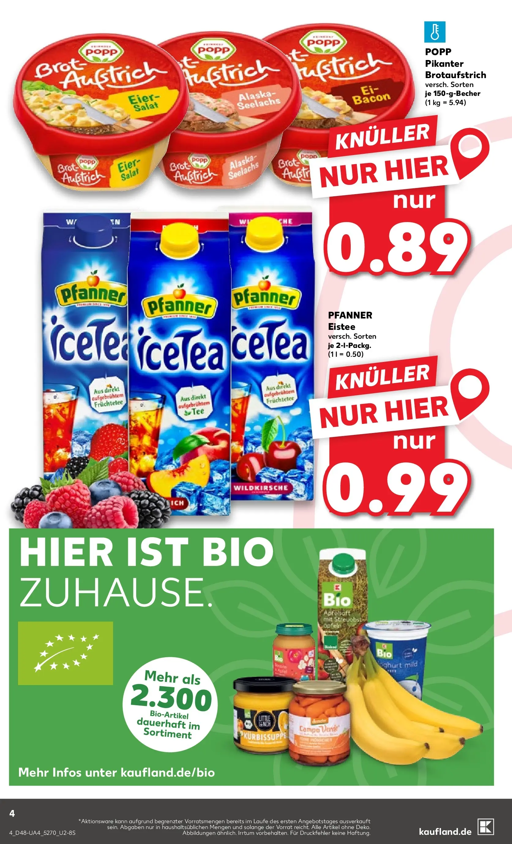 Prospekt Kaufland ab 27.11.2025 » Angebote Online zum Blättern | Seite: 4 | Produkte: Joghurt, Apfelsaft, Tee, Salat