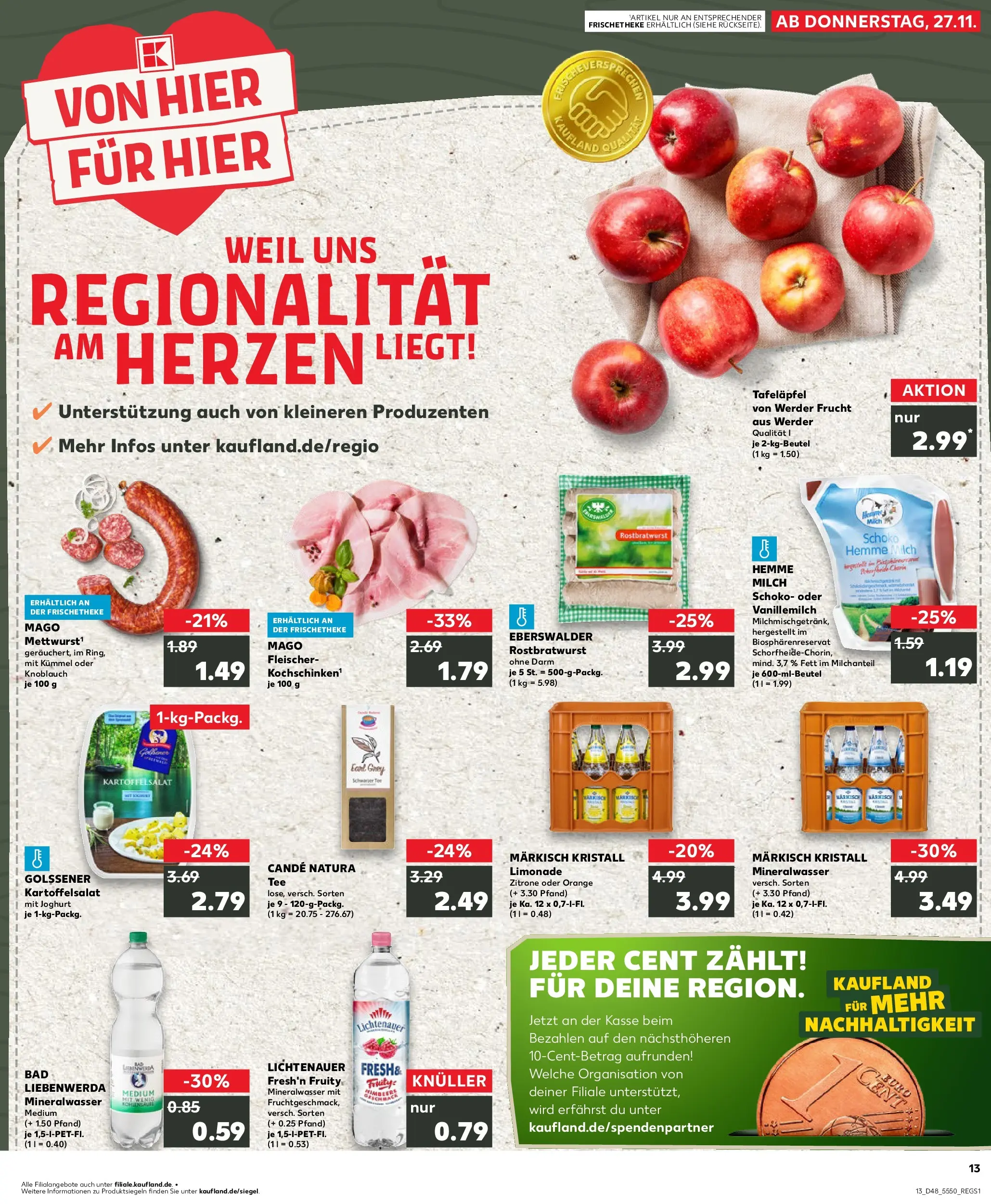 Prospekt Kaufland ab 27.11.2025 » Angebote Online zum Blättern | Seite: 13 | Produkte: Milch, Joghurt, Mineralwasser, Zitrone