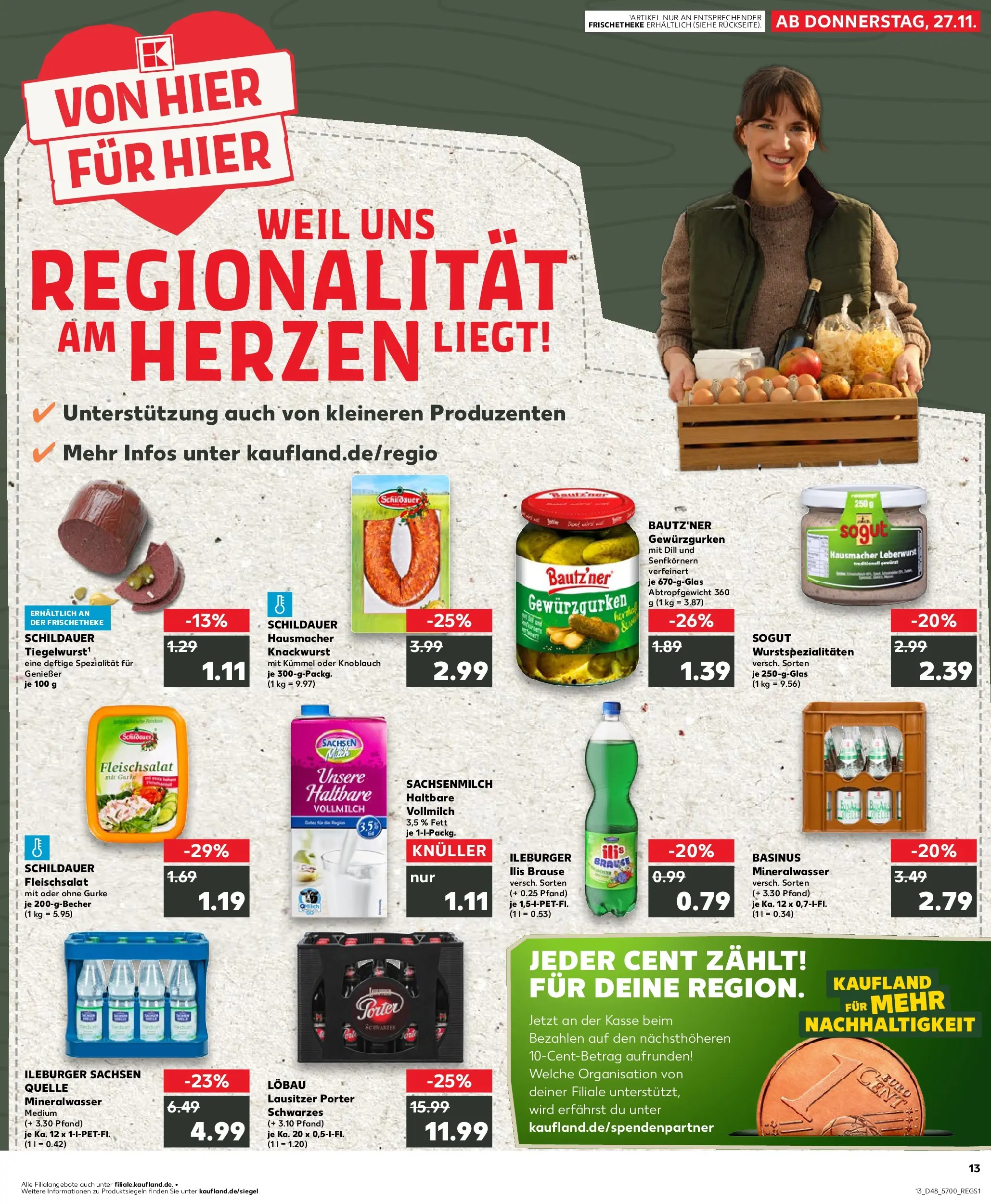 Prospekt Kaufland ab 27.11.2025 » Angebote Online zum Blättern | Seite: 13 | Produkte: Mineralwasser, Knoblauch, Dill