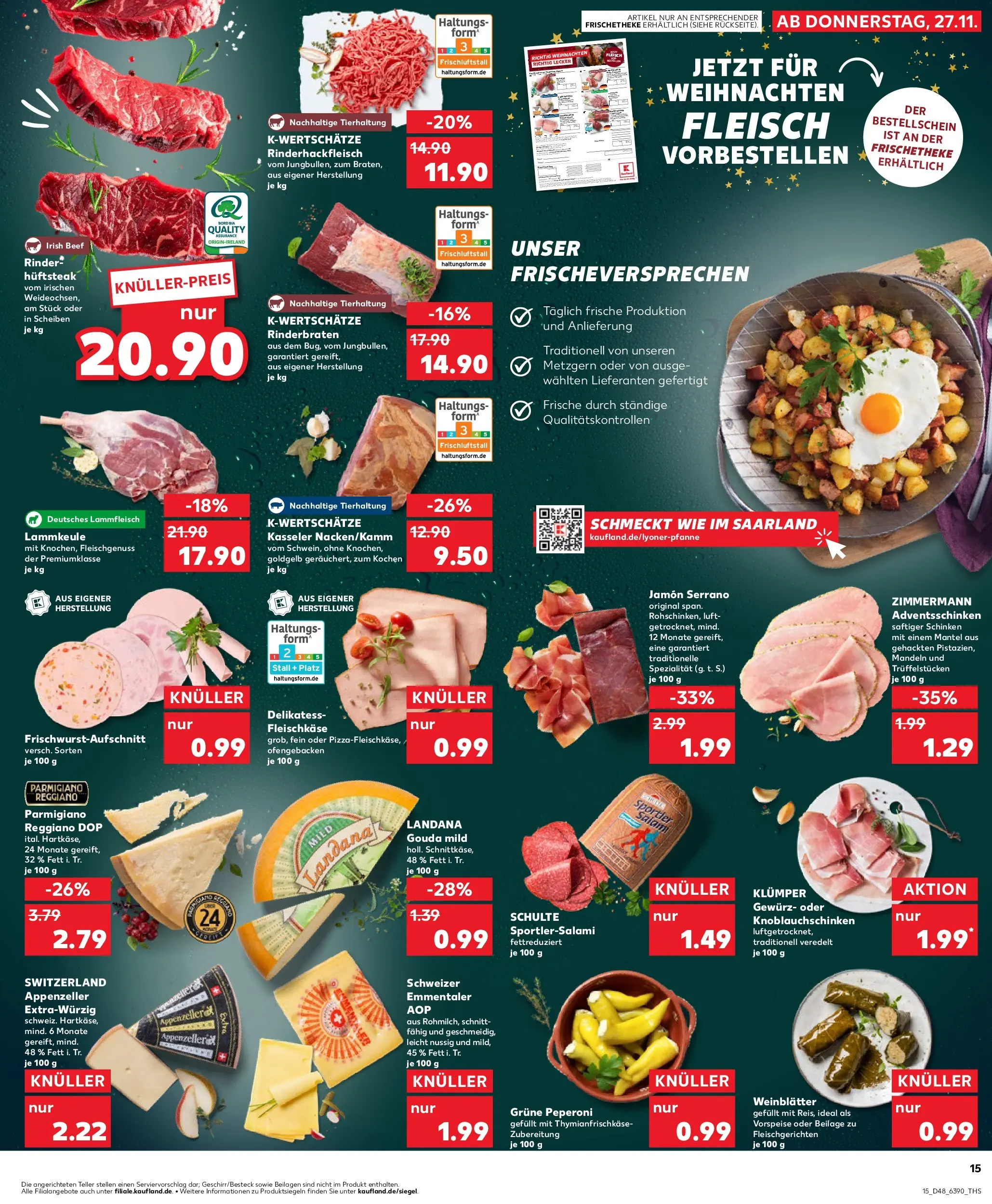 Prospekt Kaufland ab 26.11.2025 » Angebote Online zum Blättern | Seite: 15 | Produkte: Mandeln, Schinken, Steak, Fleisch