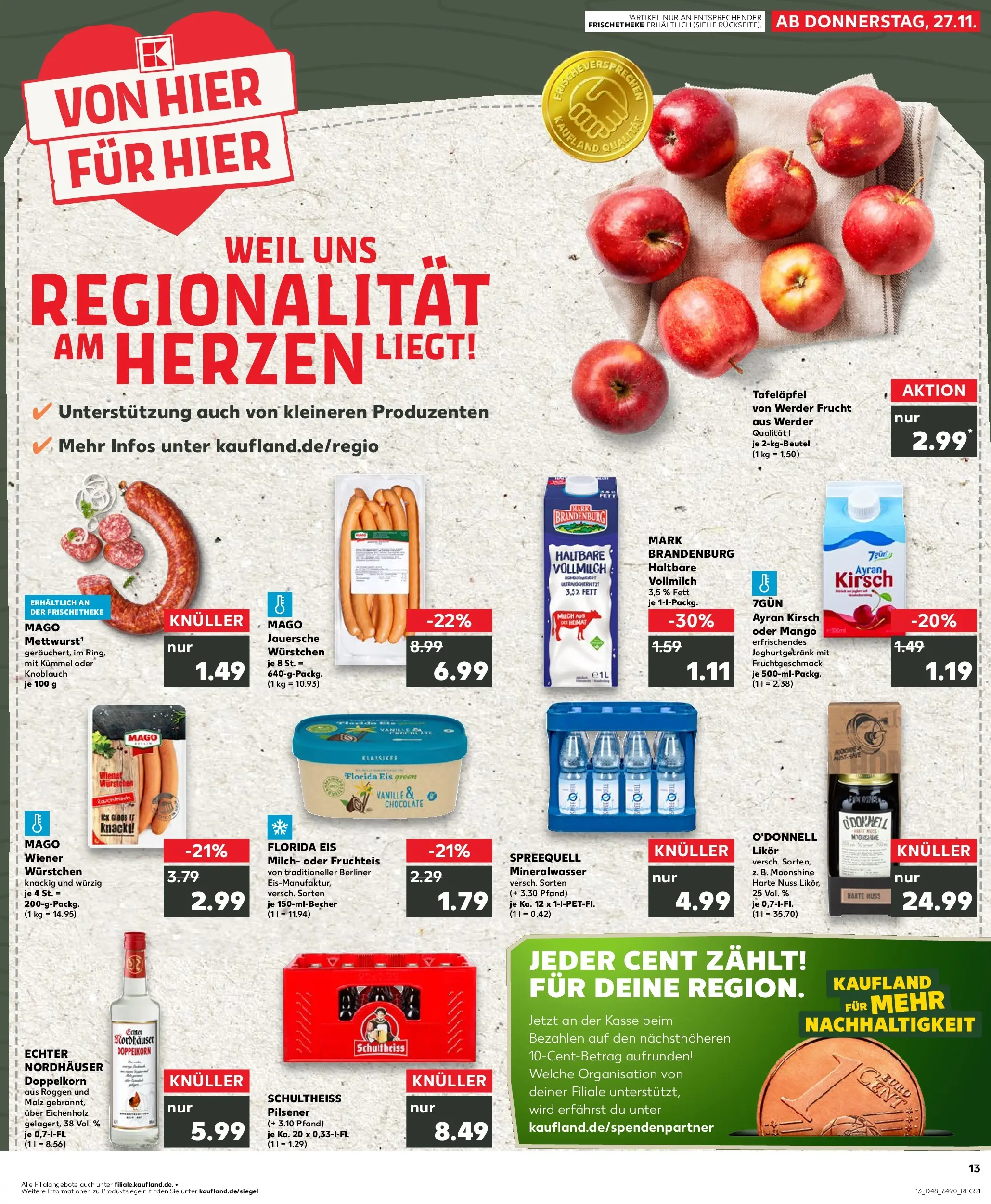Prospekt Kaufland ab 27.11.2025 » Angebote Online zum Blättern | Seite: 1 | Produkte: Berliner, Milch, Mineralwasser, Knoblauch