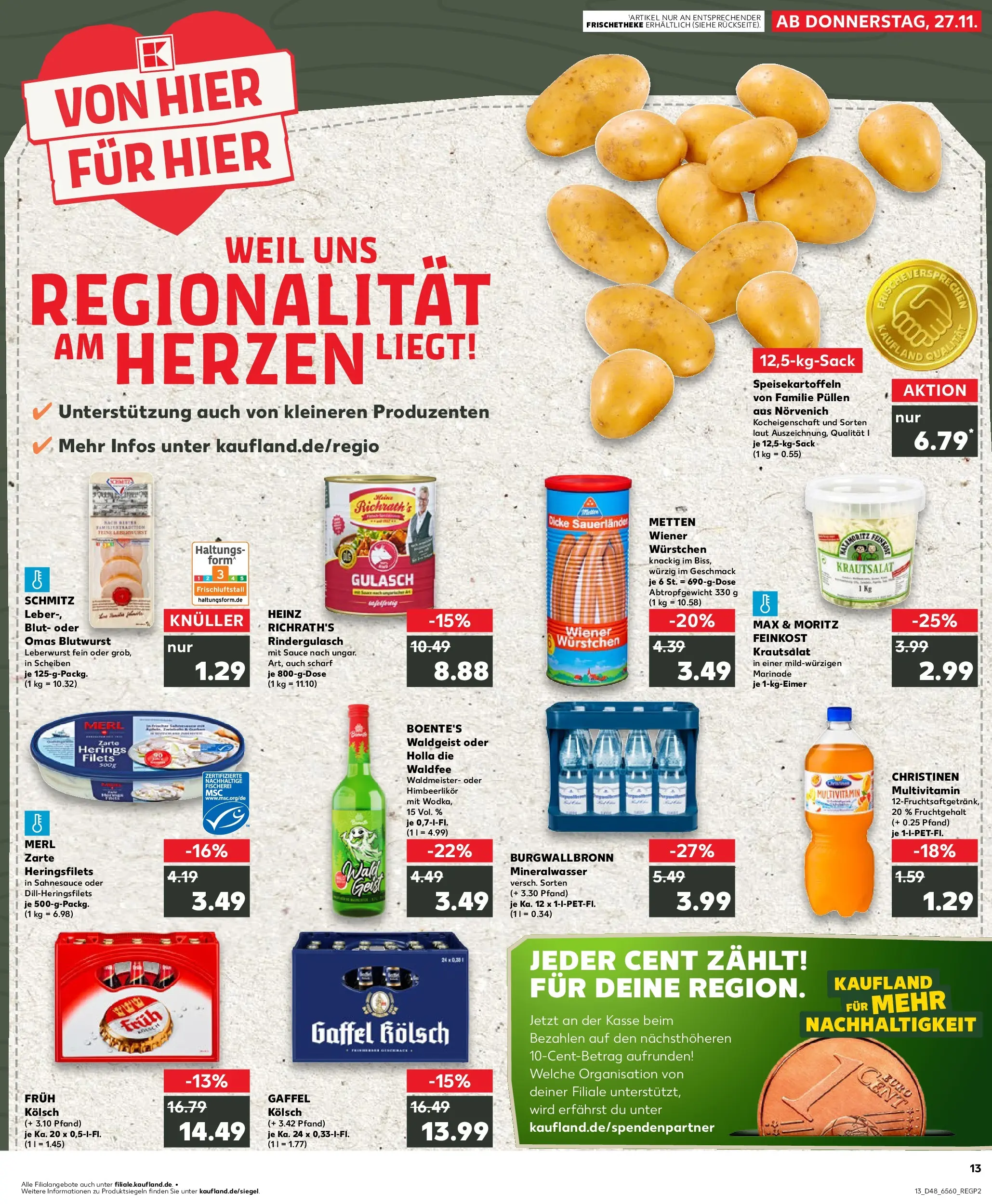 Prospekt Kaufland ab 27.11.2025 » Angebote Online zum Blättern | Seite: 1 | Produkte: Rindergulasch, Wiener wurstchen, Mineralwasser, Gulasch