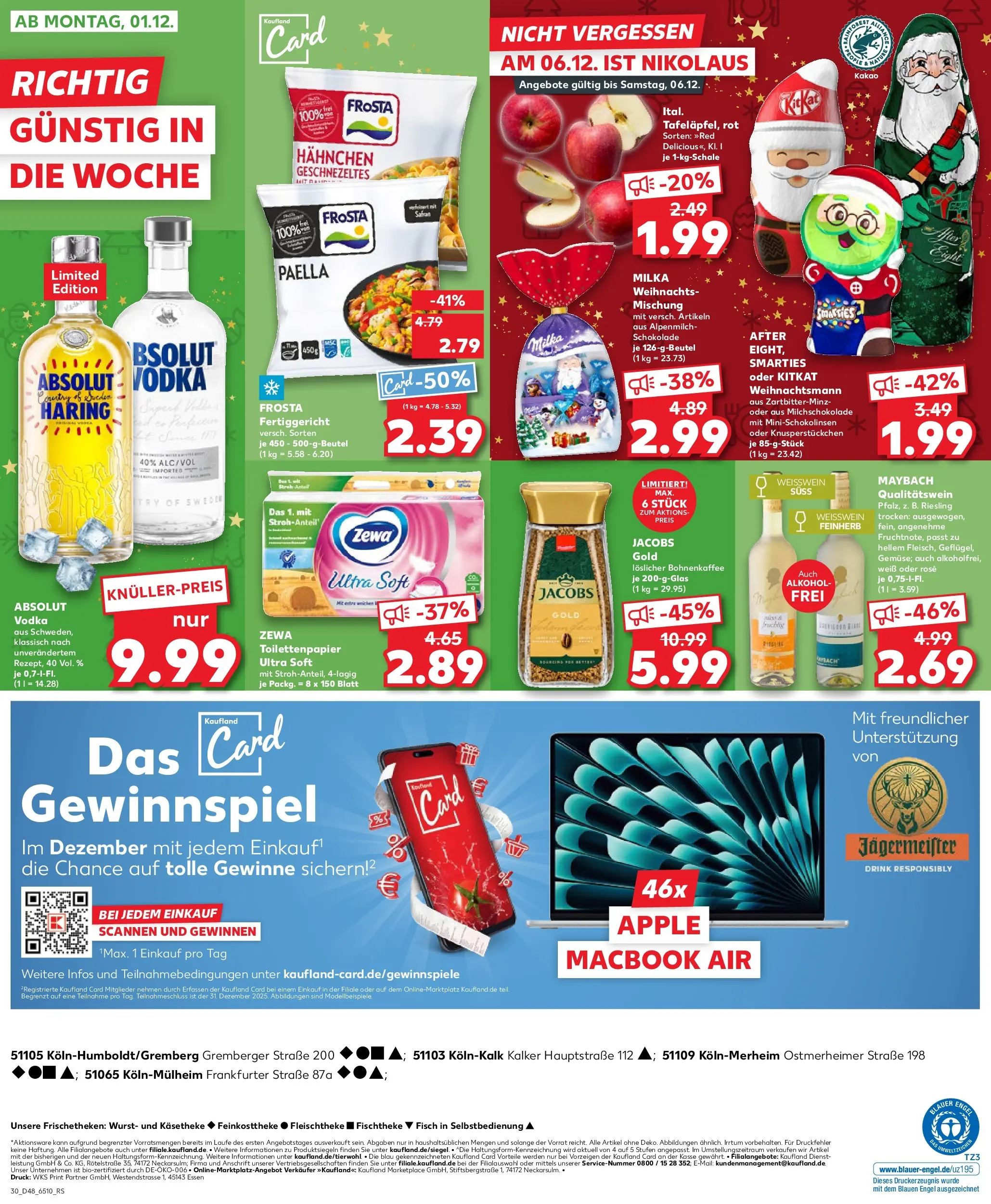 Prospekt Kaufland ab 27.11.2025 » Angebote Online zum Blättern | Seite: 30 | Produkte: Weißwein, Zewa, Jägermeister, Vodka