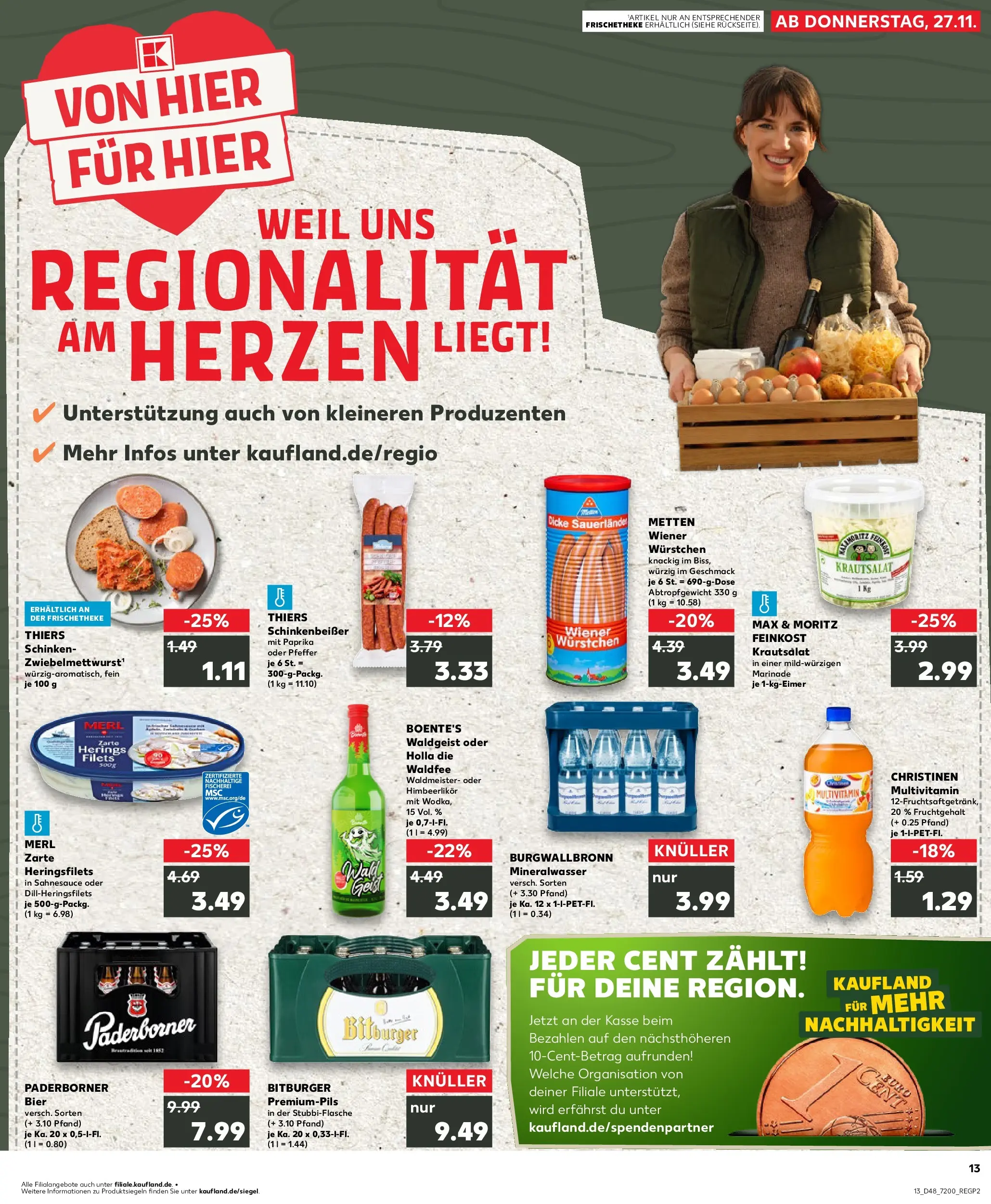 Prospekt Kaufland ab 27.11.2025 » Angebote Online zum Blättern | Seite: 1 | Produkte: Wiener wurstchen, Paprika, Pfeffer, Schinken