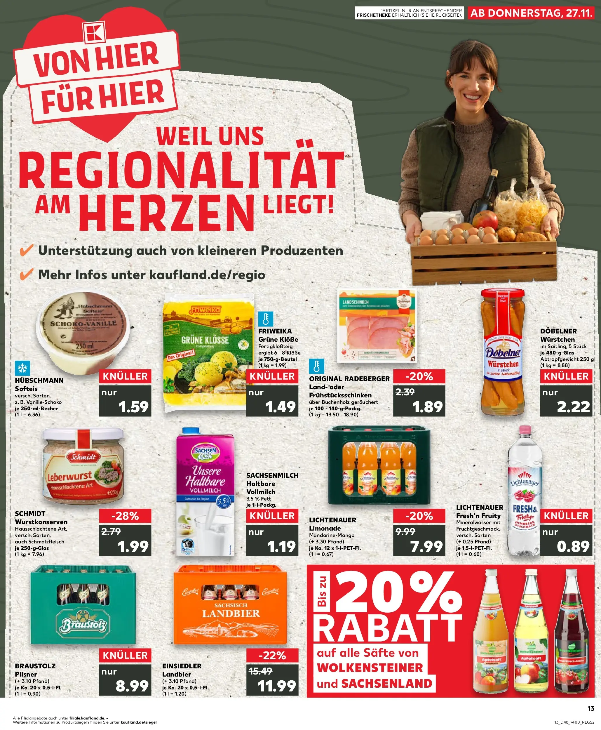 Prospekt Kaufland ab 27.11.2025 » Angebote Online zum Blättern | Seite: 13 | Produkte: Limonade, Apfelsaft, Mineralwasser