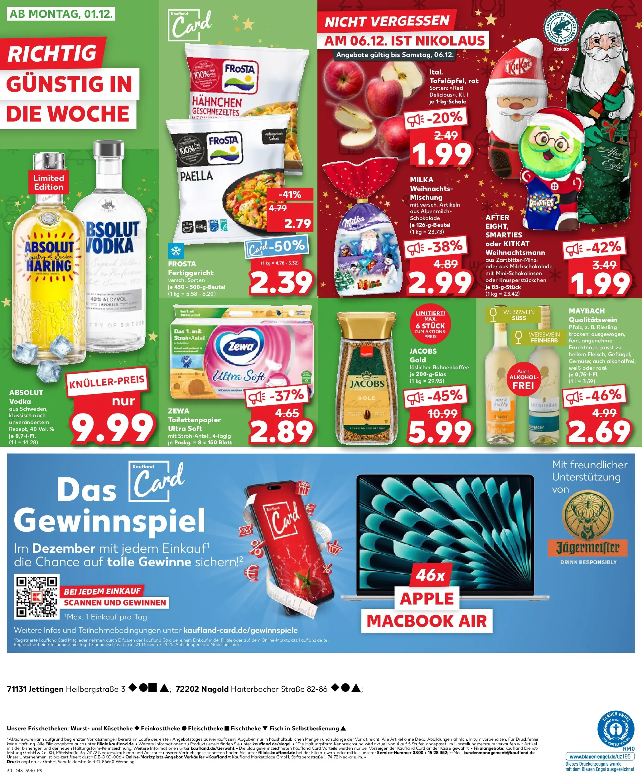 Prospekt Kaufland ab 26.11.2025 » Angebote Online zum Blättern | Seite: 30 | Produkte: Hahnchen, Macbook, Apple, Jägermeister