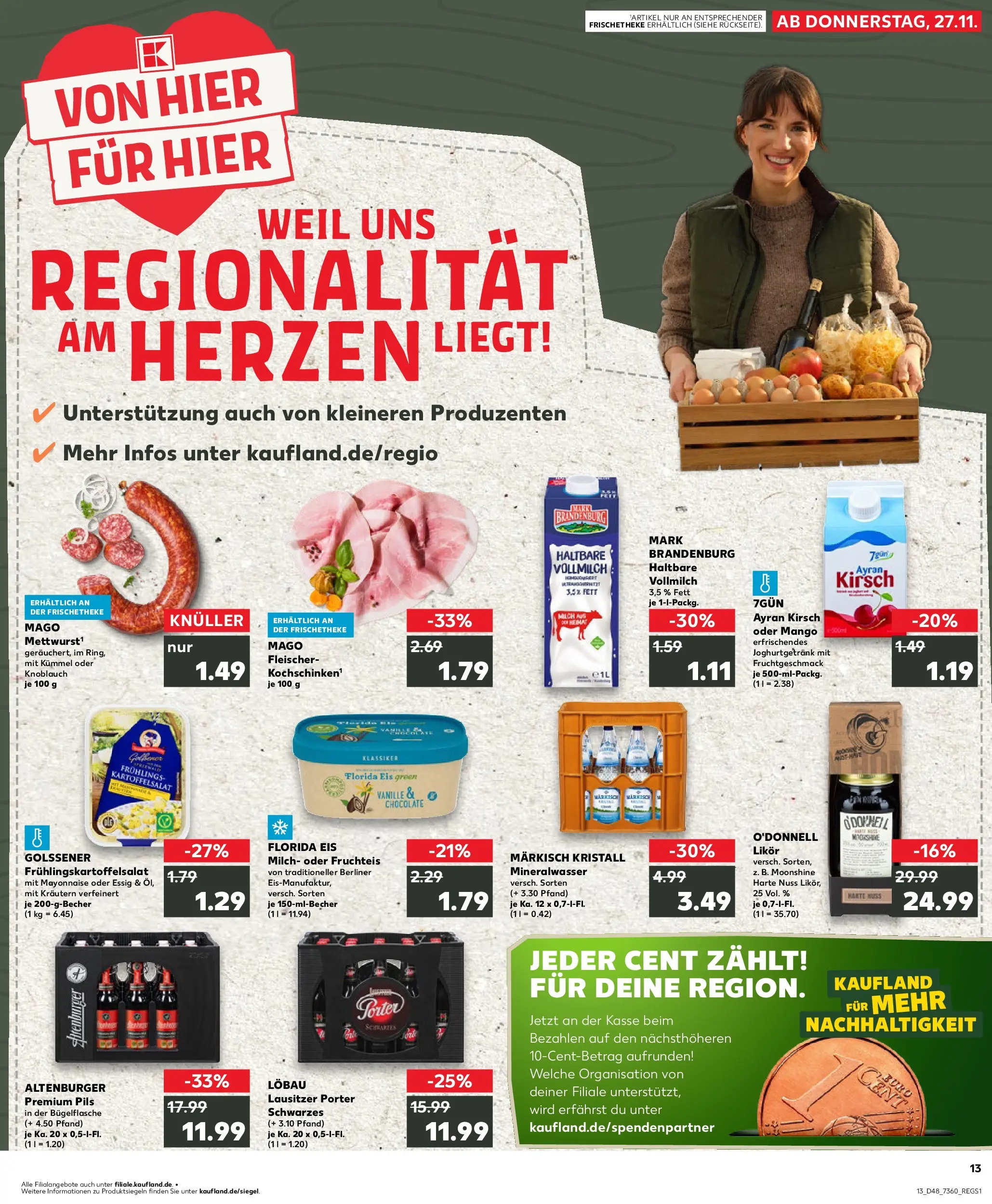 Prospekt Kaufland ab 27.11.2025 » Angebote Online zum Blättern | Seite: 13 | Produkte: Milch, Pils, Mango, Eis