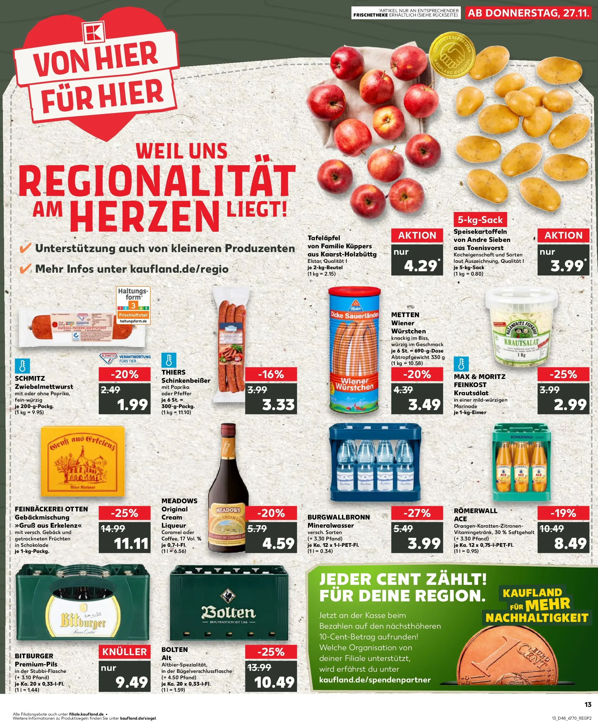 Prospekt Kaufland ab 27.11.2025 » Angebote Online zum Blättern | Seite: 1 | Produkte: Schokolade, Mineralwasser, Paprika, Pfeffer