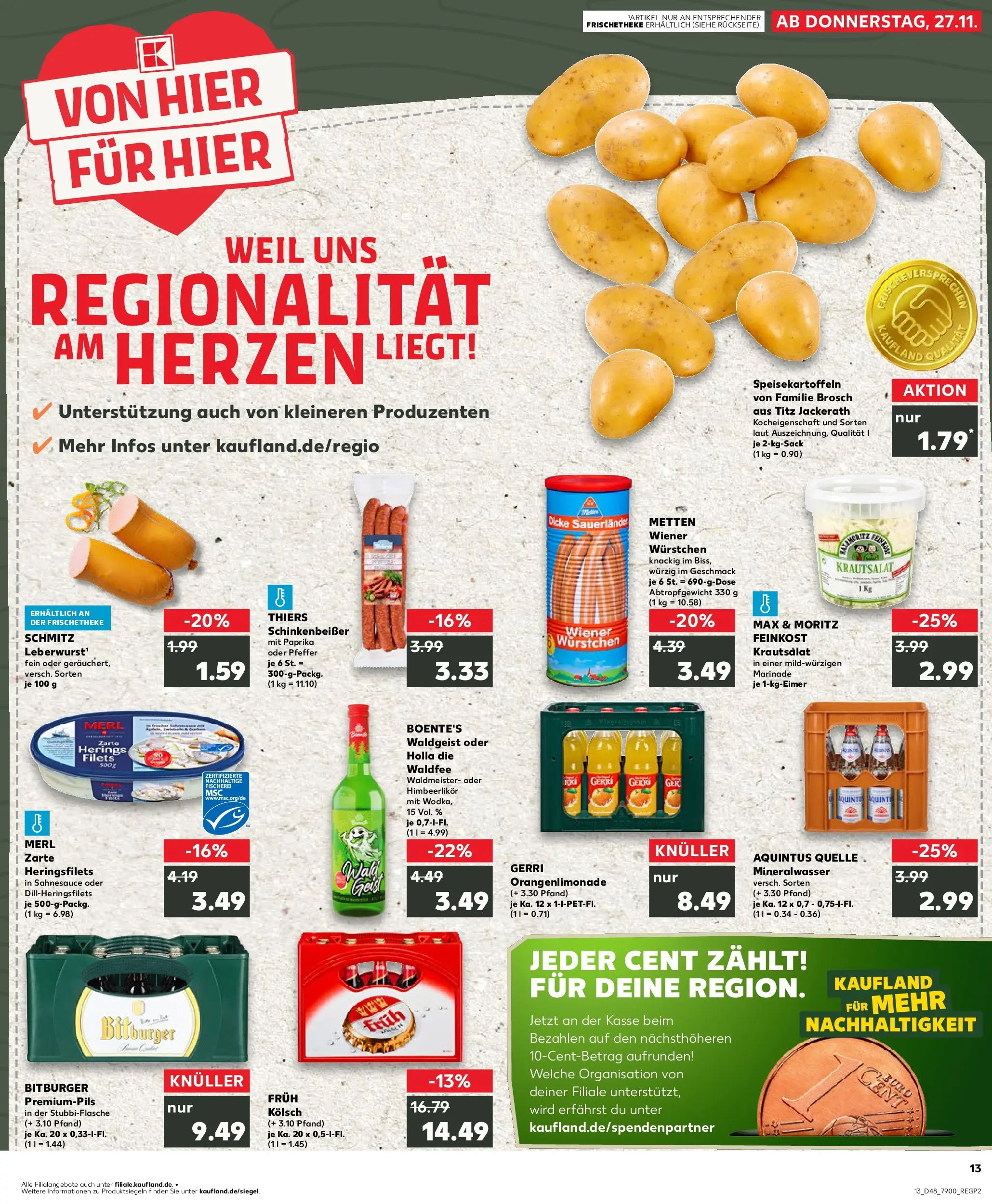 Prospekt Kaufland ab 27.11.2025 » Angebote Online zum Blättern | Seite: 13 | Produkte: Wiener wurstchen, Mineralwasser, Paprika, Pfeffer